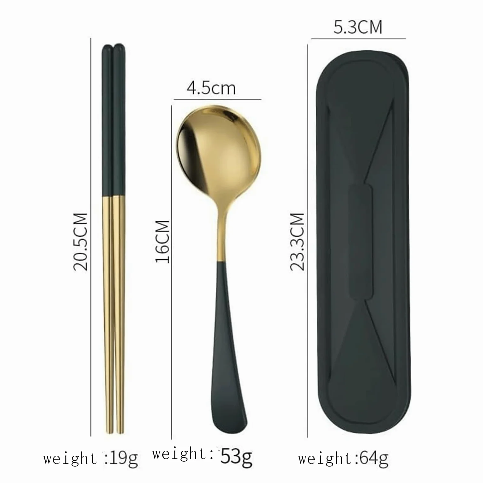 Rieort Ensemble de Couverts en Acier Inoxydable 304, 3 pièces, Fourchette cuillère avec boîte de Rangement, Ensemble de Couverts, Couteaux de Table, Service d'argenterie pour Dessert de Cuisine