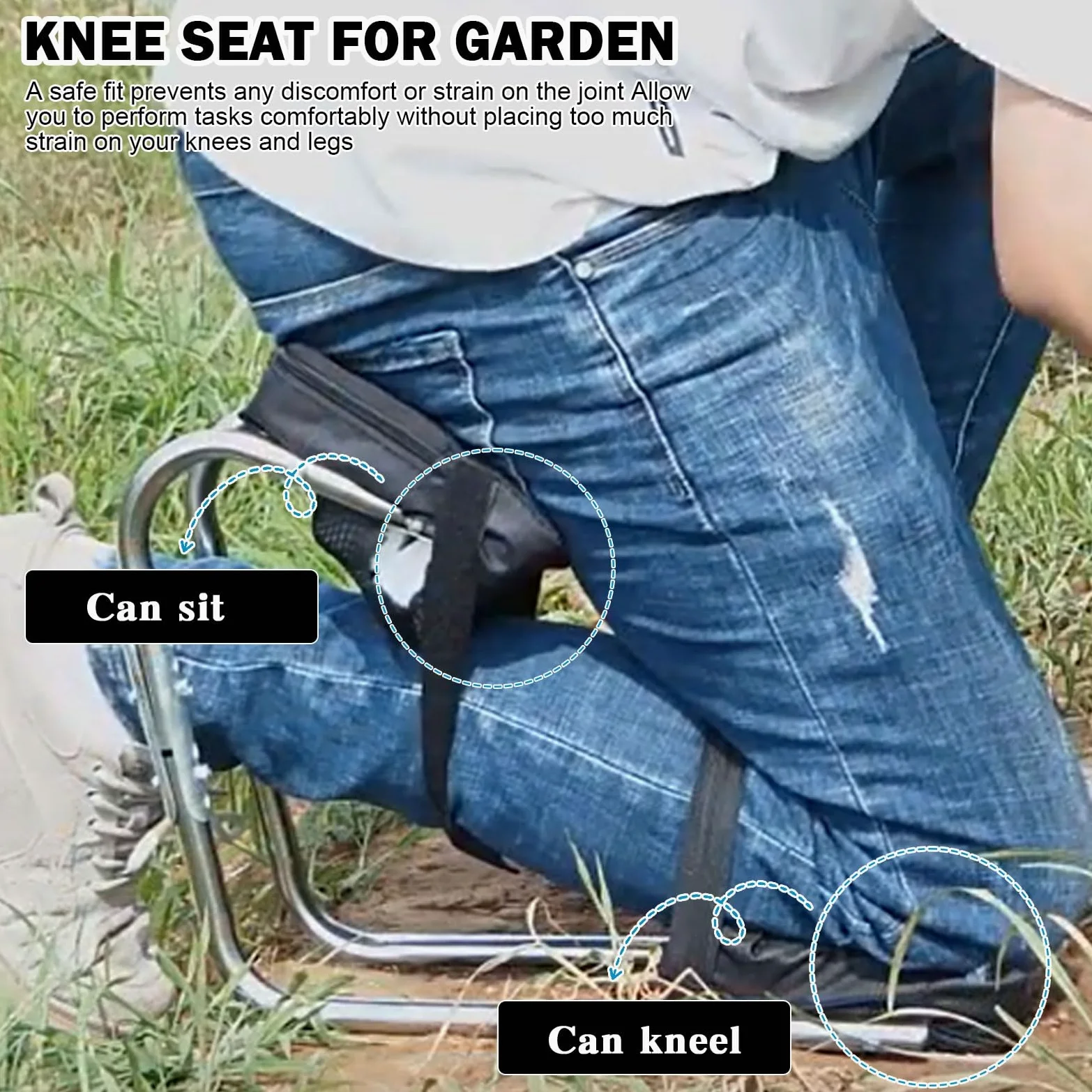 Tabouret de jardin réglable, siège genoux, ergonomique, pour jardinage, travaux de réparation, pêche