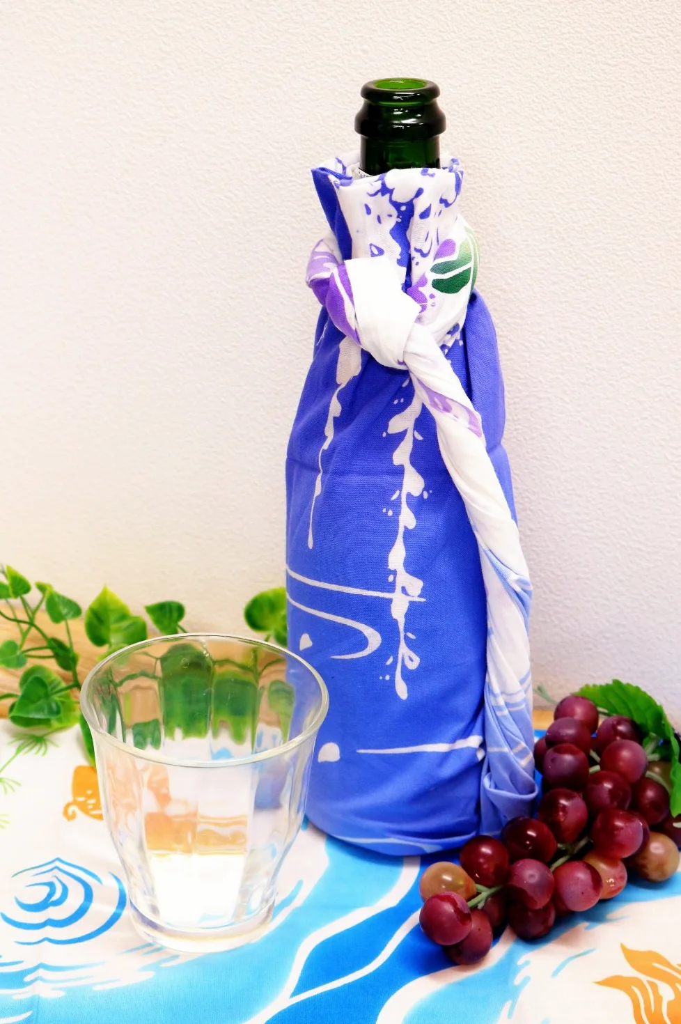 Serviette Japonaise Tenugui Baleine Bleu
