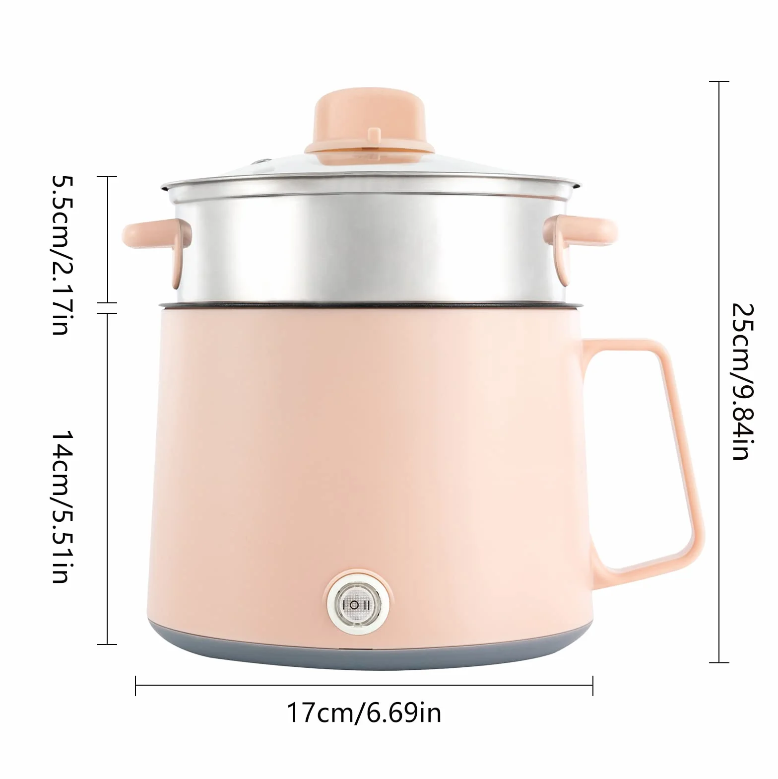 Appareil à Fondue Electrique Portable Thermostat RéGlable Couche Panier Vapeur RevêTement AntiadhéSif PoignéE RéSistante Chaleur Multifonction Fromage Chocolat Hot Pot Fondue (Rose)