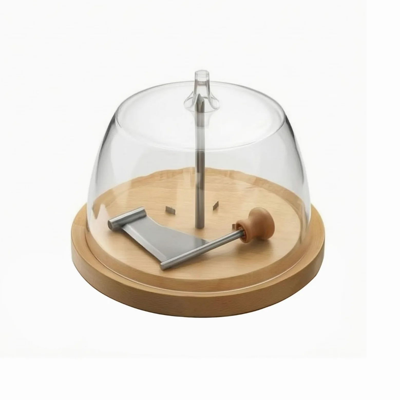 Plateau à Fromage avec Cloche Transparent Coupe-Fromage avec Poignée Creuse Multifonctionnel Coupe-Chocolat pour Amuse-Gueule