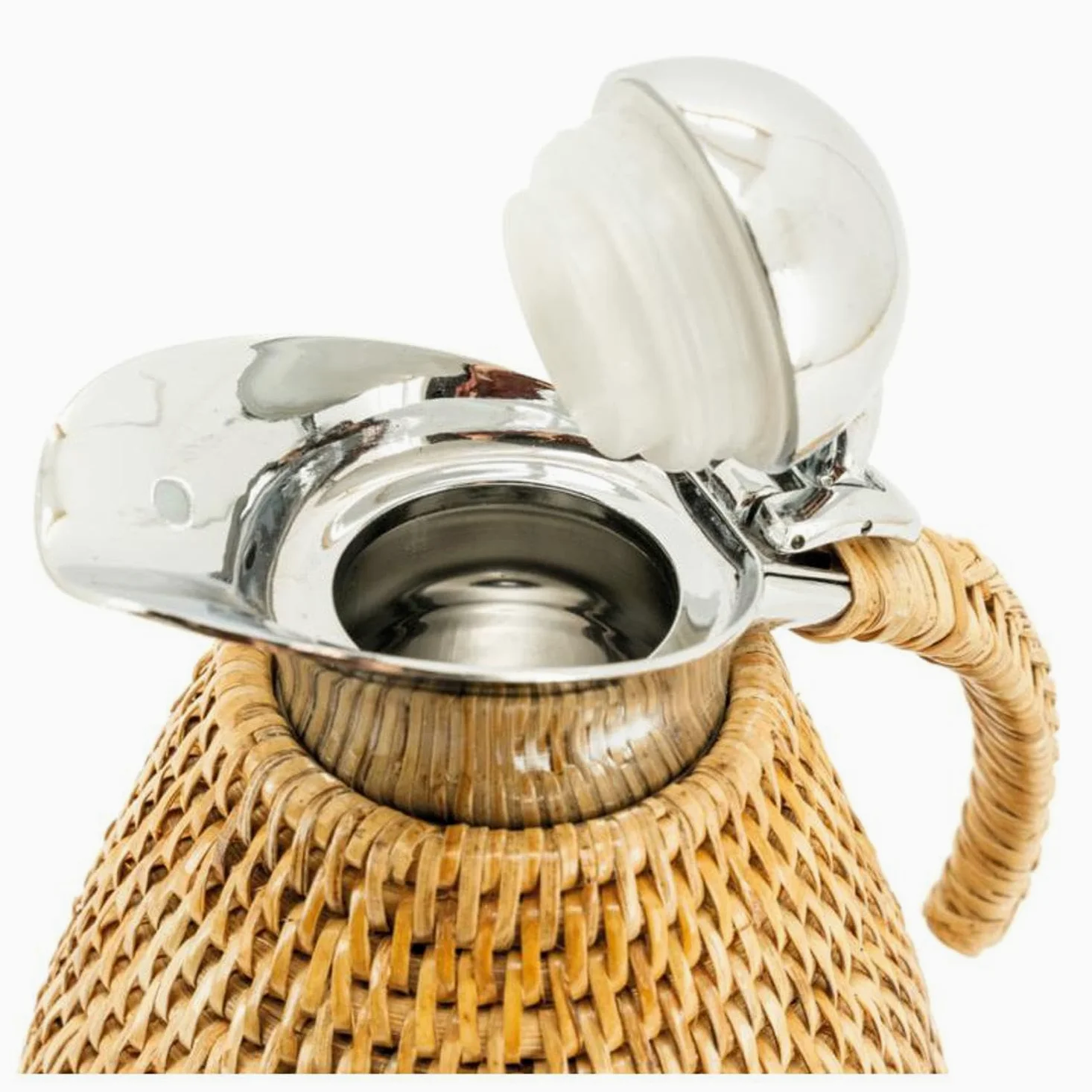 AUBRY GASPARD - Thermos en Inox et Rotin Naturel - Couvercle Refermable - Contenance 1,5L - Dimensions 20 x 16 x 26 cm - Élégant et Pratique pour Cuisine et Arts de la Table - Poids 1.38 kg