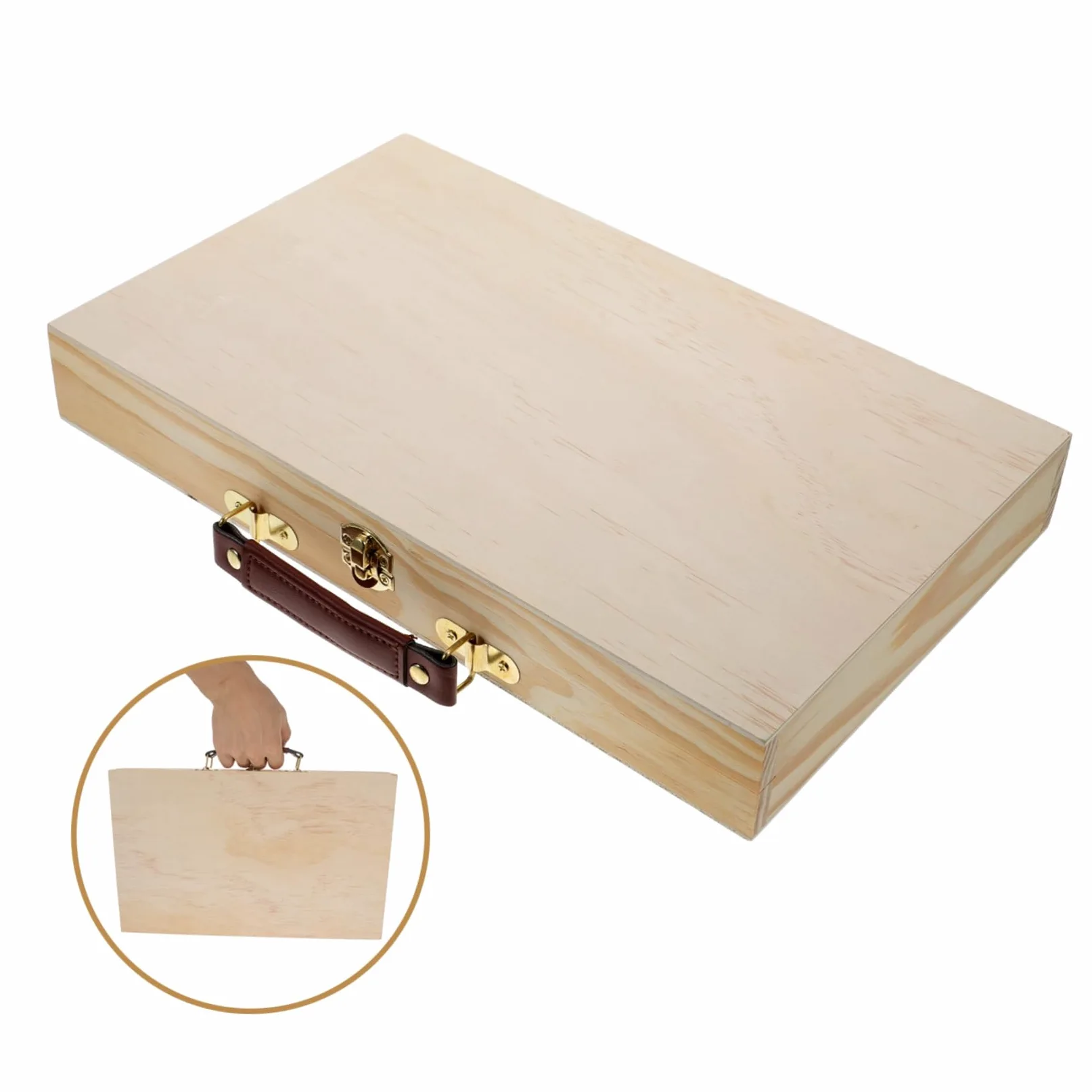 Lurrose 1pièce Boîte De Rangement Bois Pour Peinture Et Crayons Étui Pratique Multi-usage Bois Massif Pour Étudiants Et Artistes