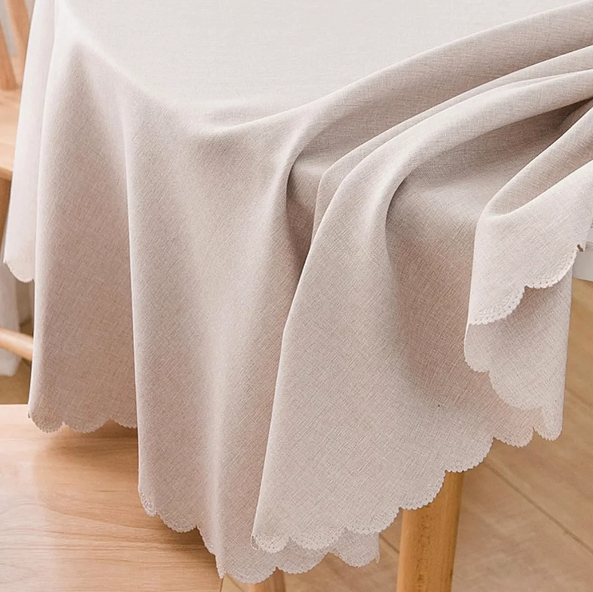 Nappe Ronde antitache Protéger et décorer la Table Nettoyage Facile Kaki Diamètre 200 cm