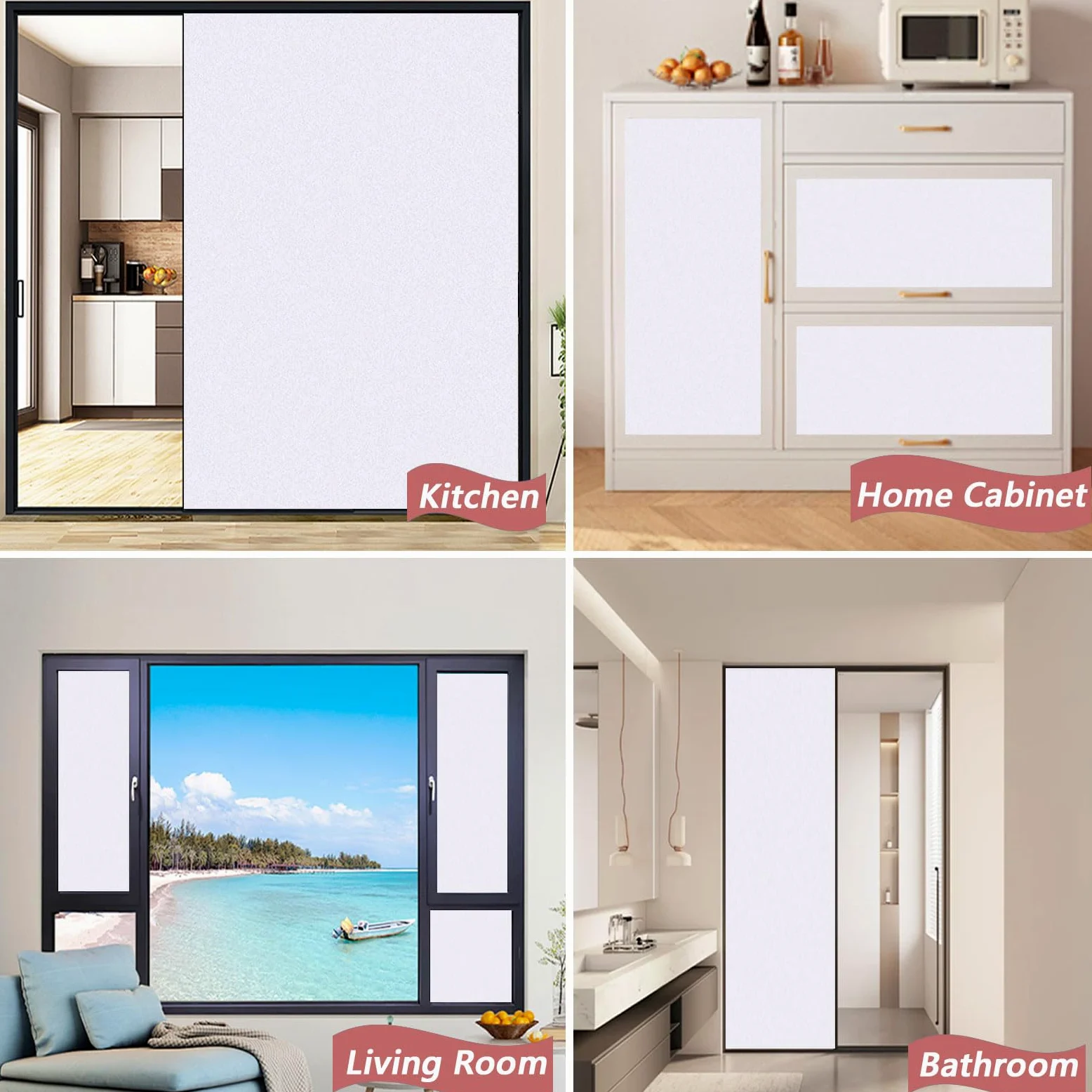 Film Electrostatique Vitre 110 x 110 cm Sticker Electrostatique Vitre Dépoli Anti UV Film Occultant Fenêtre, Fenetre Anti Regard pour Salle de Bain Cuisine, Blanc Mat