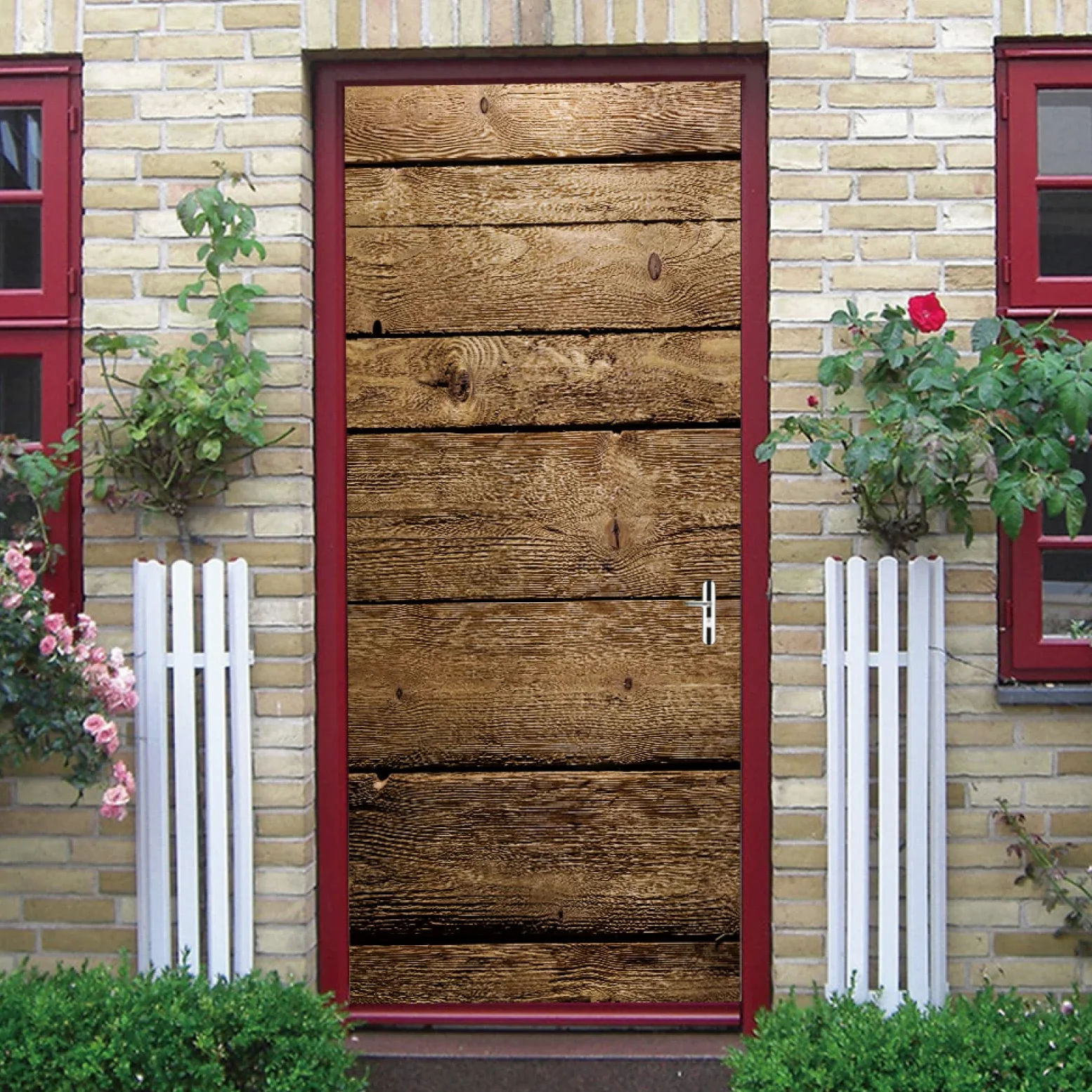 Stickers Porte Grain De Bois Brun - Autocollant Décoratif PVC Amovible et Imperméable pour Placard - Poster Auto-Adhésif 95x215cm