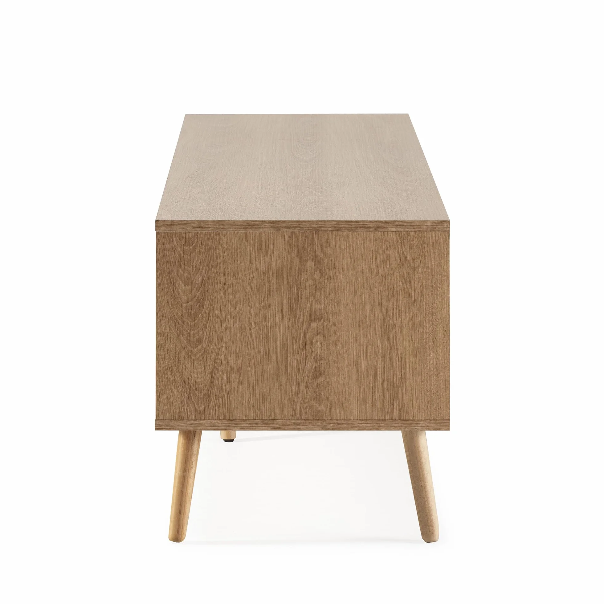 HOMN LIVING Meuble TV Lluvia 4 Portes Coloris chêne, 160 cm (Largeur) 40 cm (Profondeur) 45 cm (Hauteur)