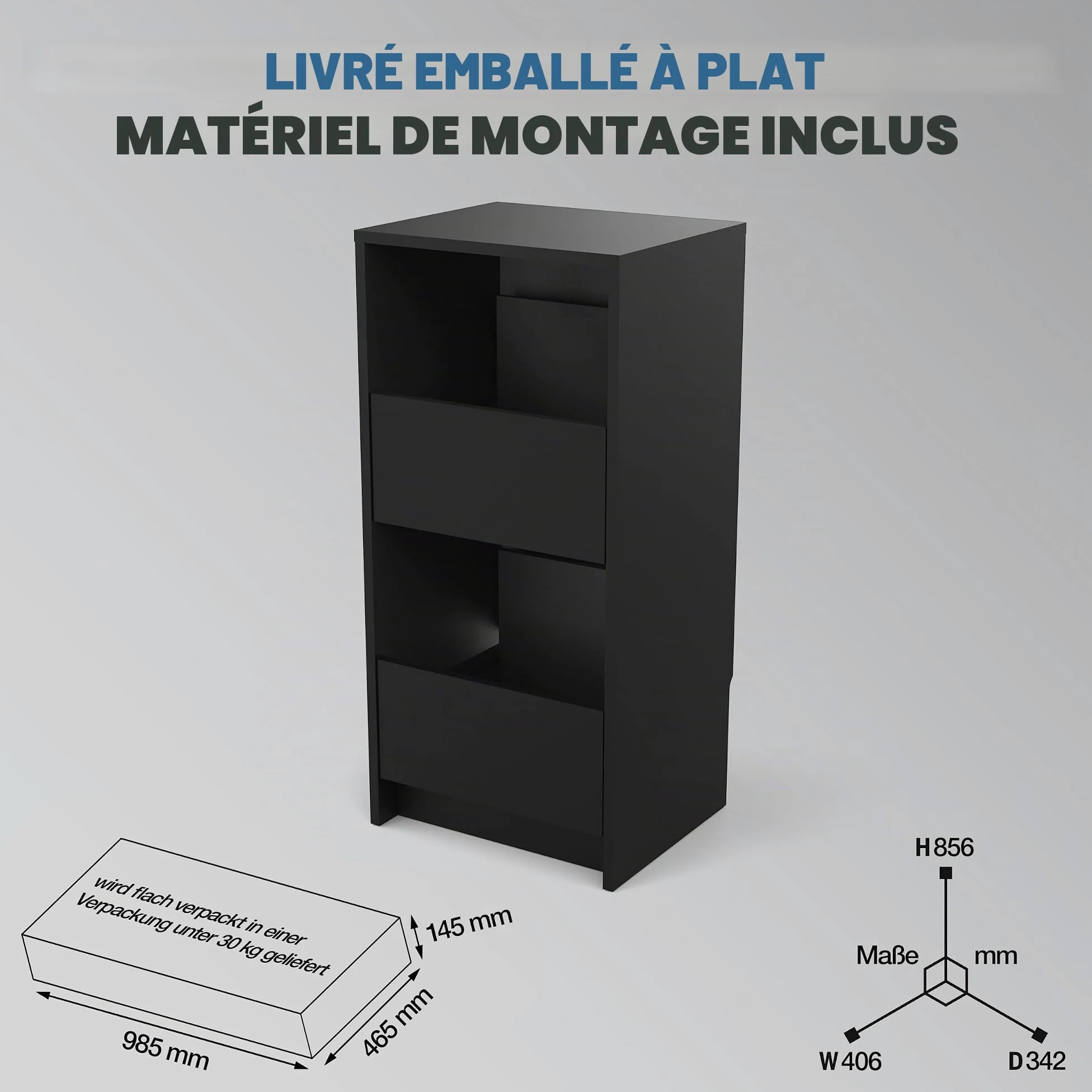 Glorious Vinyl Vault, Black - Rangement pour Vinyle