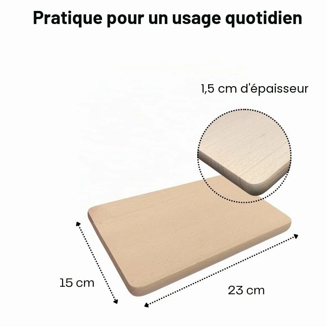 Lot de 70 planches petit déjeuner bois hêtre – Planche cuisine rectangulaire 23x15 cm – Planche à graver bois naturel non traité