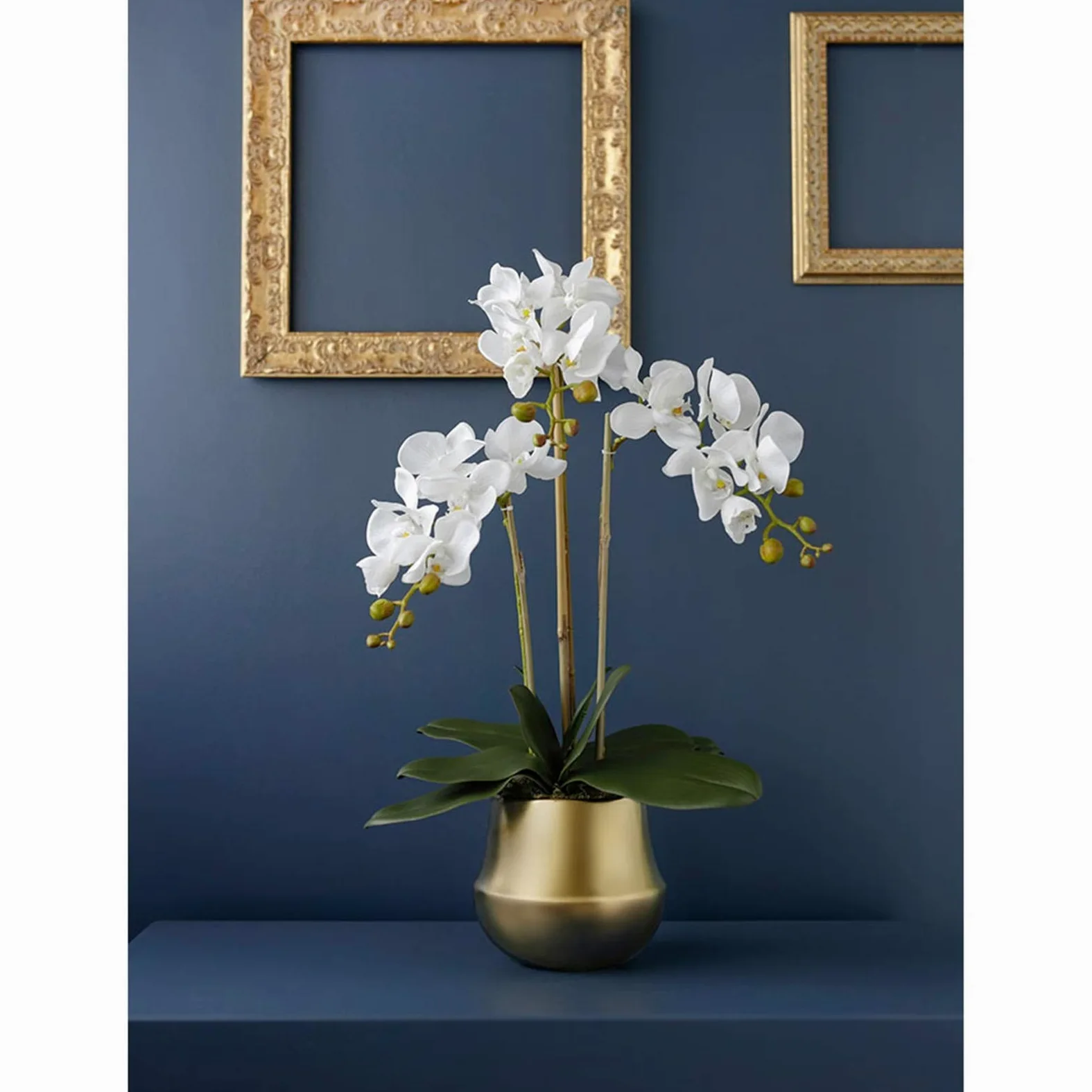 Orchidée Artificielle Bonsaï avec Vase doré Fausses Plantes Phalaenopsis Orchidées Arrangements Floraux Exquis Faux Fleurs Décor Maison et Bureau Fleurs artificielles
