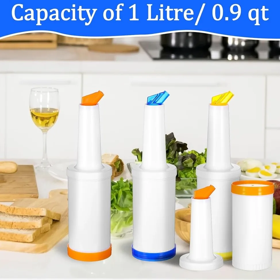 Ensemble de 6 Bouteilles de Jus Professionnelles pour Bar - Becs Verseurs de Jus de 0,9 Pinte pour Barman, Contenants de Stockage et de Versement