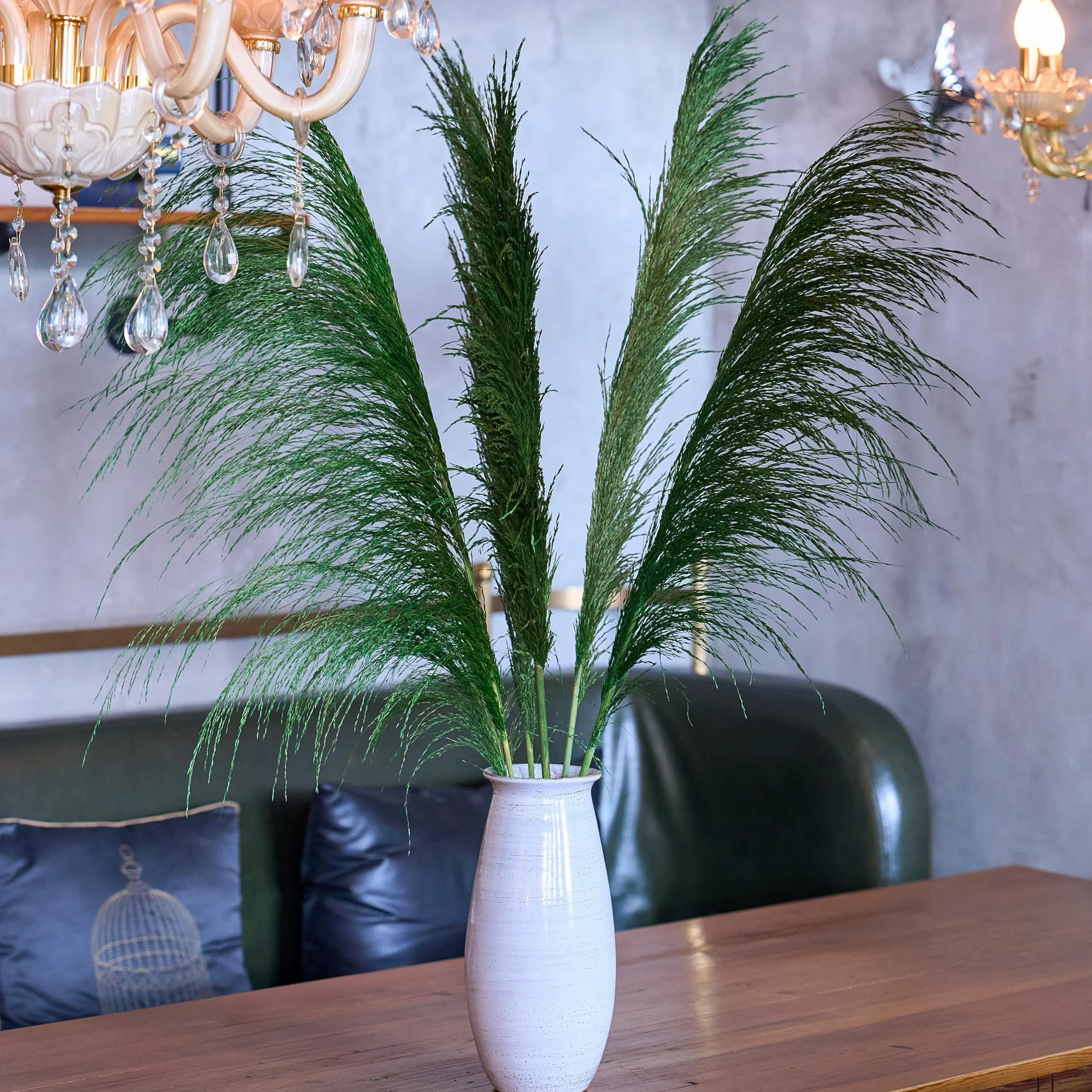 Lot de 8 Herbes de Pampa Vertes Séchées - 80 cm - Décoration Naturelle Salon - Plantes Séchées Parfumées - Style Bohème Chic - Intérieur Maison - Décoration Murale Élégante