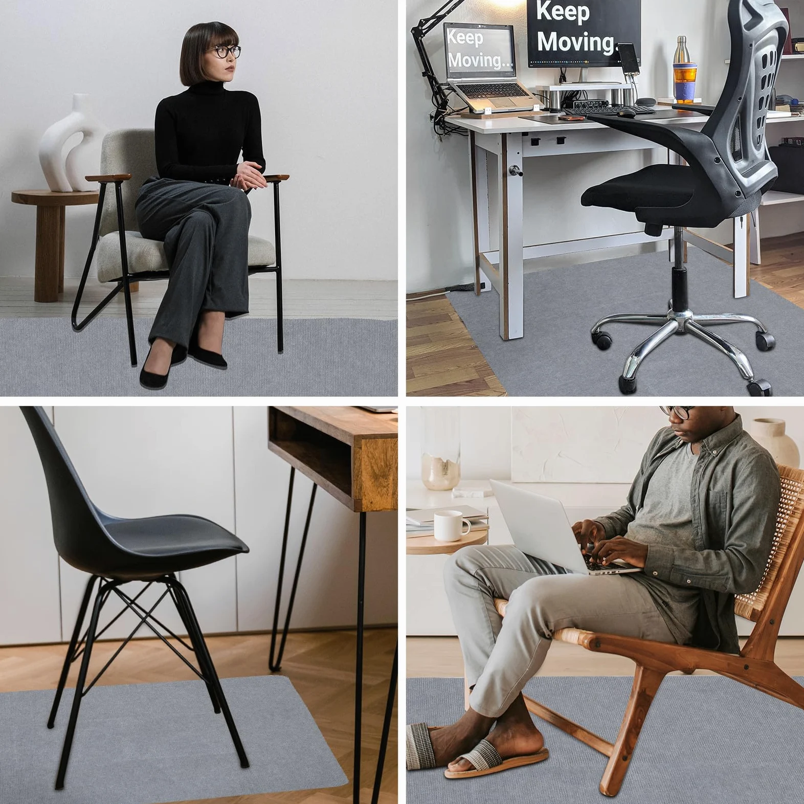Tapis de Polyester Chaise Antidérapant en Bureau Gaming | Protection du Sol, Base Non Glissante, Douceur Supplémentaire, Style Simple et Chic, pour Chaise de Bureau