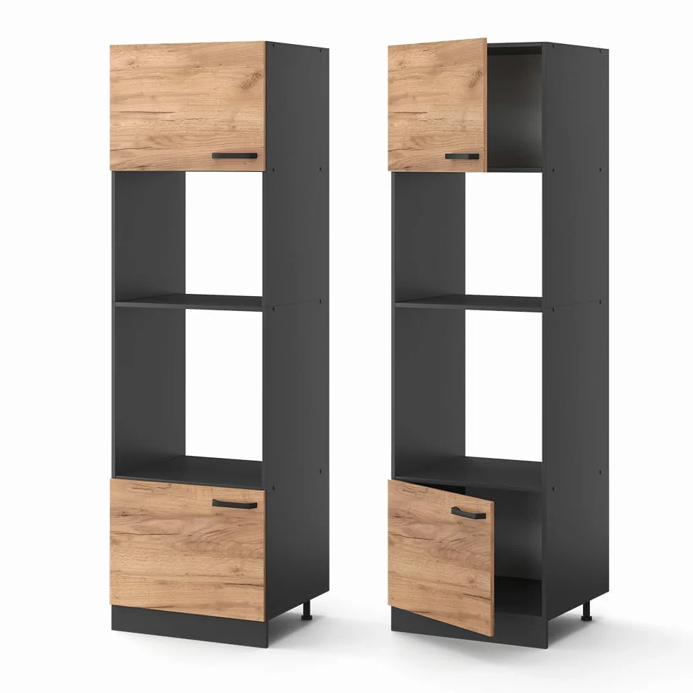 Vicco Armoire Micro-Ondes R-Line, Chêne de Force doré, 60cm, pour Une Combinaison Libre au Sein de systèmes de Cuisine modulaires