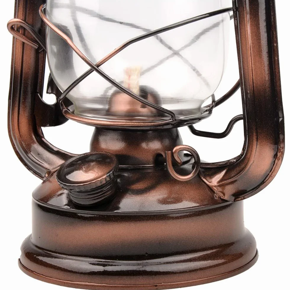 Lanterne Tempête Vintage 30 cm - Lampe à Huile Rétro - Kérosène Classique - Table pour Maison, Jardin, Camping - Citronnelle - Bronze