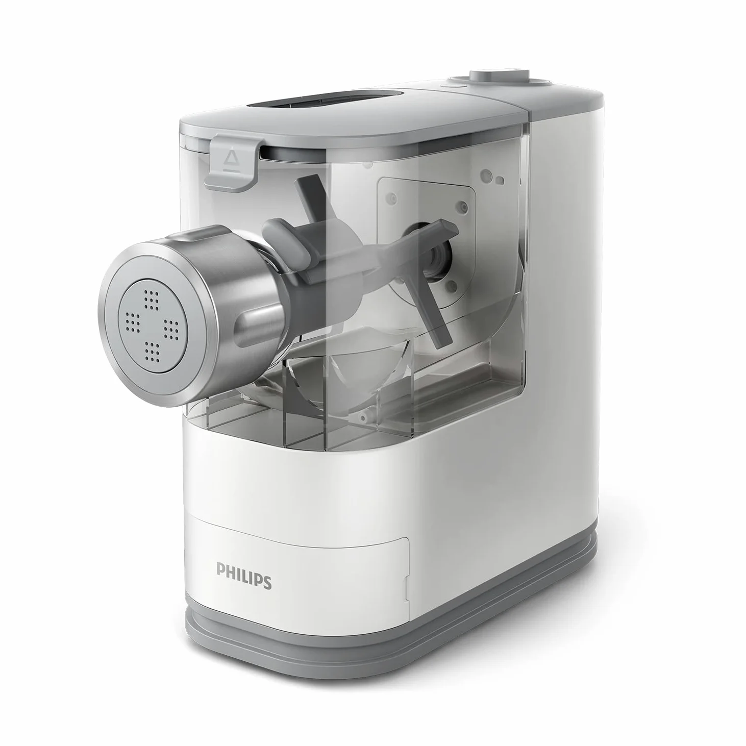 Philips Machine à Pâtes - Entièrement Automatique, Pesée Automatique, 4 Disques de Mise en Forme, Blanc/Crépuscule (HR2345/19)