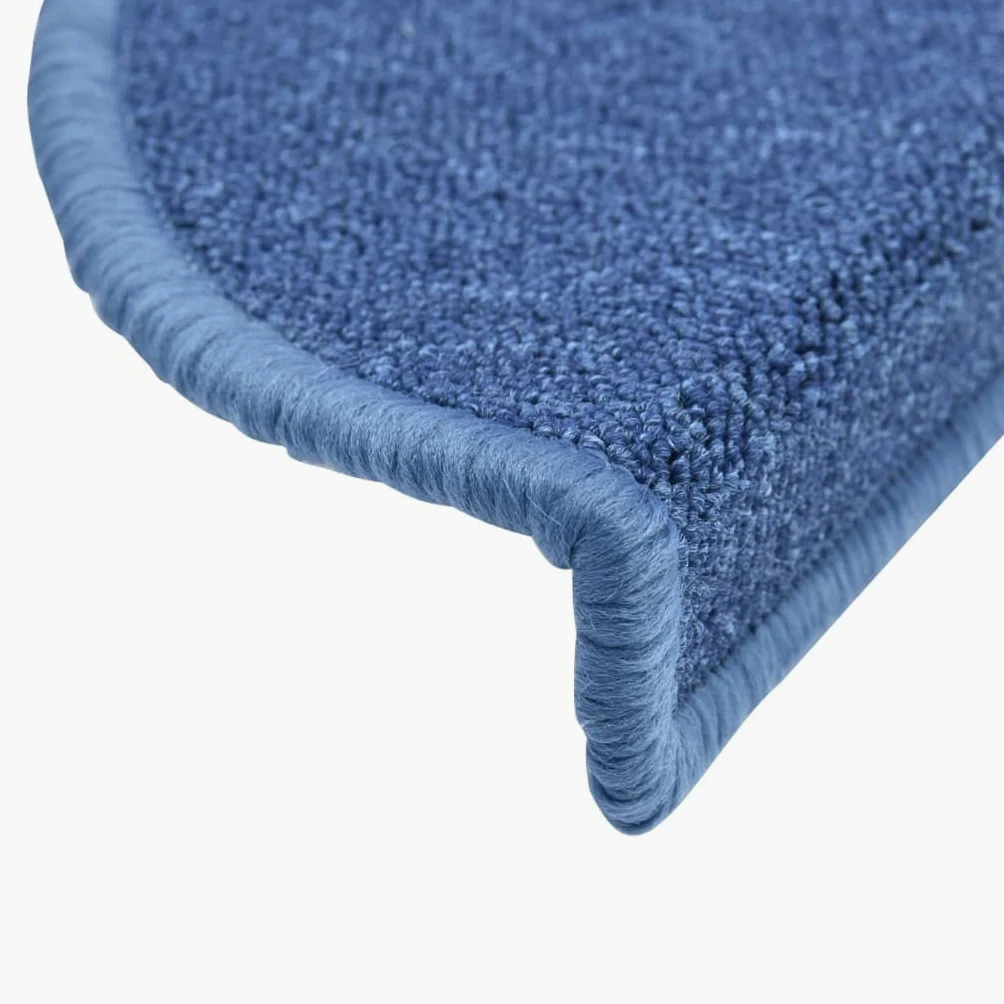 vidaXL Tapis d'escalier 10 pièces 56 x 17 x 3 cm Bleu Demi-Rond