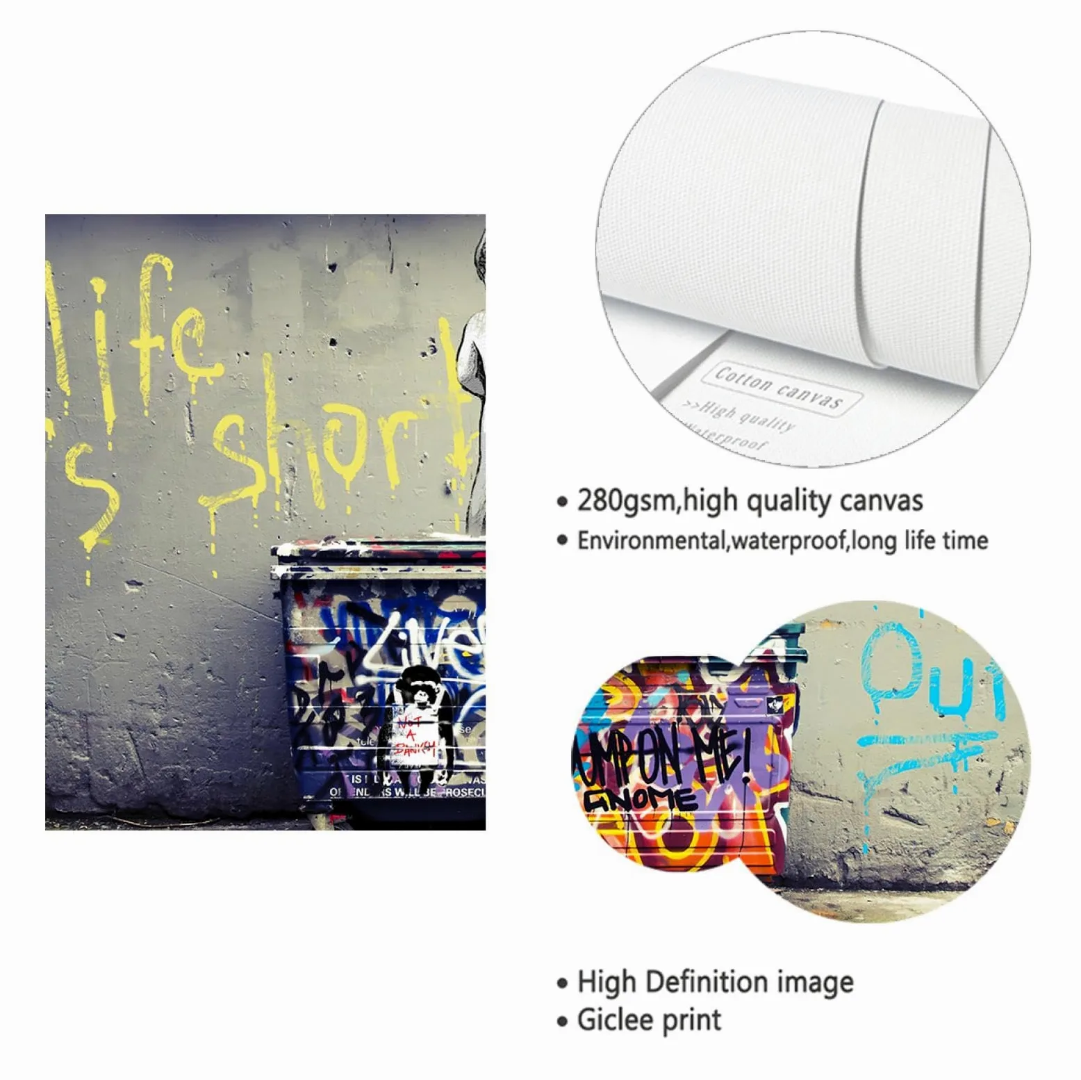 UIRINGART Street Graffiti Wall Art Naughty Boys Impression sur toile Affiches pour salon Café Bar Appartement Espaces modernes et urbains Décoration murale 35x55cm Cadre intérieur