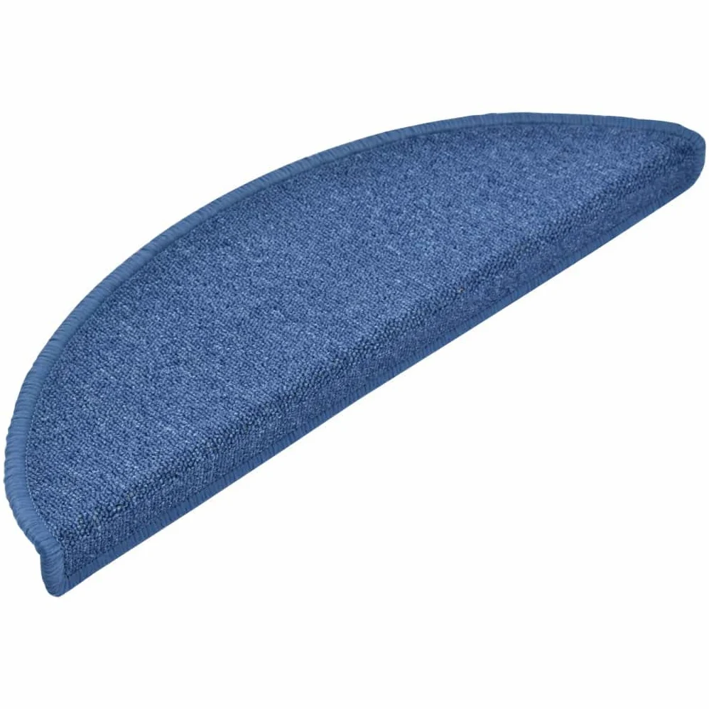 vidaXL Tapis d'escalier 10 pièces 56 x 17 x 3 cm Bleu Demi-Rond