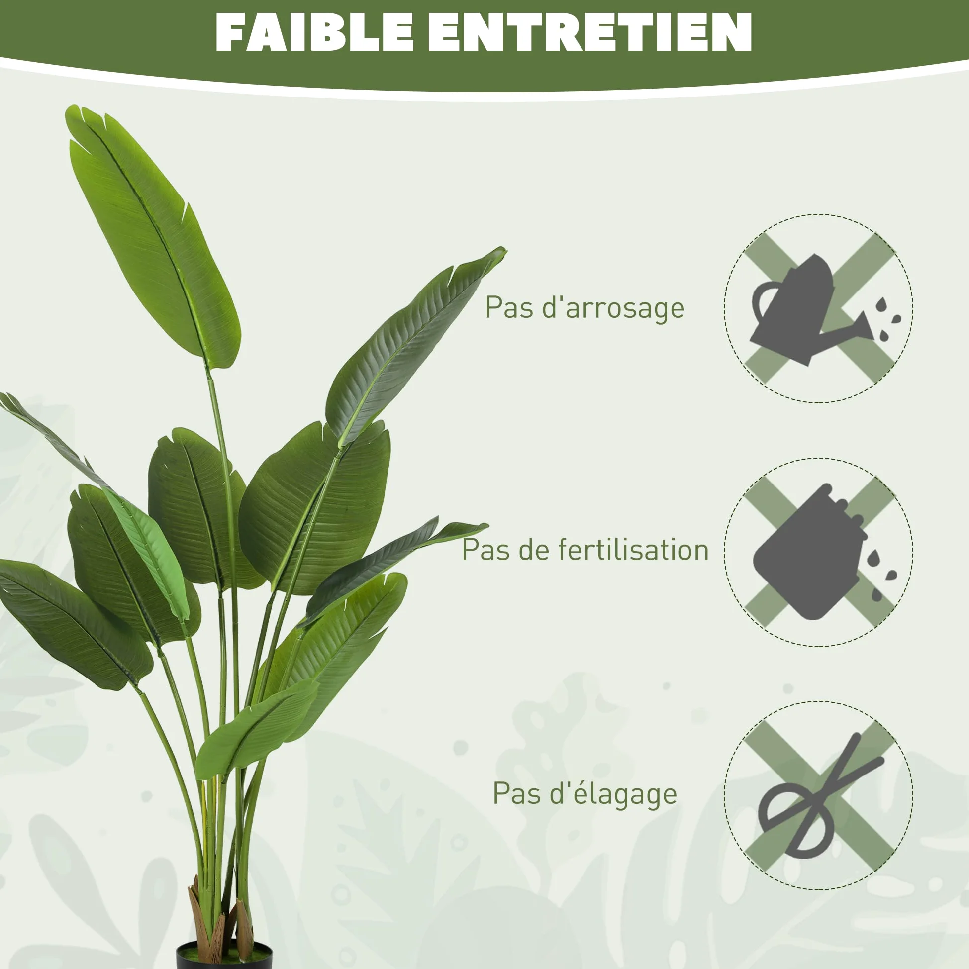 HOMCOM Plante Artificielle Intérieure Oiseau de Paradis 160 cm Vert | avec Pot en Plastique et Terreau Floqué, Arbre Artificiel, Fausse Plante pour Maison Bureau Salon Chambre