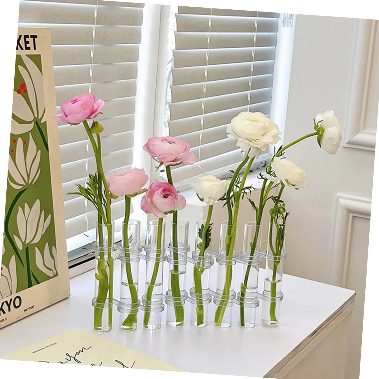 ABOOFAN Vase Hydroponique Verre Transparent avec Support Tubes De Propagation pour Plantes Petits Vases Décoratifs pour Intérieur Et Bureau