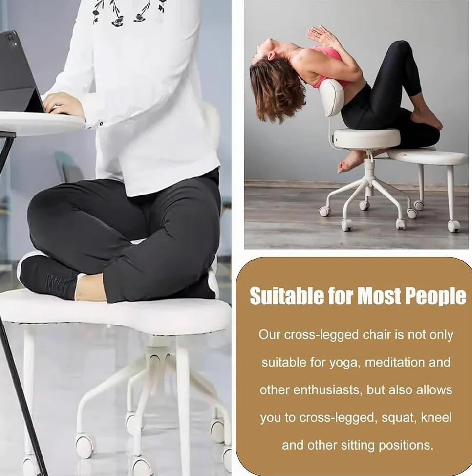 Siege Assis Genoux Chaise de Siège pour Enfants pour S'asseoir Les Jambes Croisées, Chaise Ergonomique à Genoux avec Repose-pieds, Tabouret de Méditation/chaise D'extérieur pour Salon de(Color:Marron)