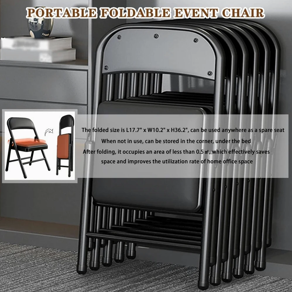 Chaises Pliante Chaises Rembourrées Pliantes Président De Conférence De Formation De Bureau, Chaise Dinante Se Pliante De Ménage, Chaise À Dossier De Dortoir Légère (Color : Noir, S : 45 * 45 * 79cm)