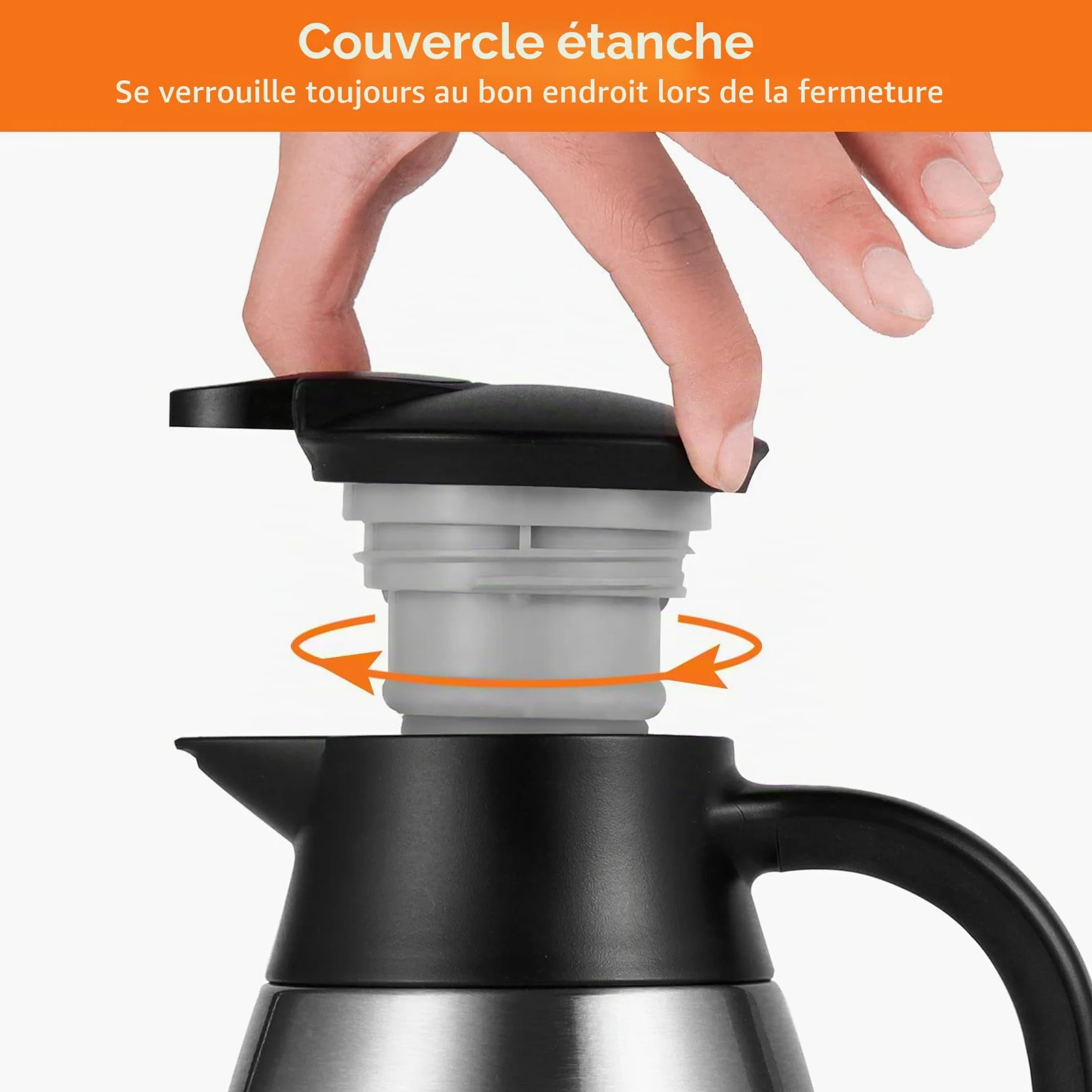 Tiken 1.5L Carafe à Café Isotherme en Acier Inoxydable, pour Boissons Chaudes ou Froides - Résiste à l'épreuve du Temps, Anti-fuites et Facile à Utiliser