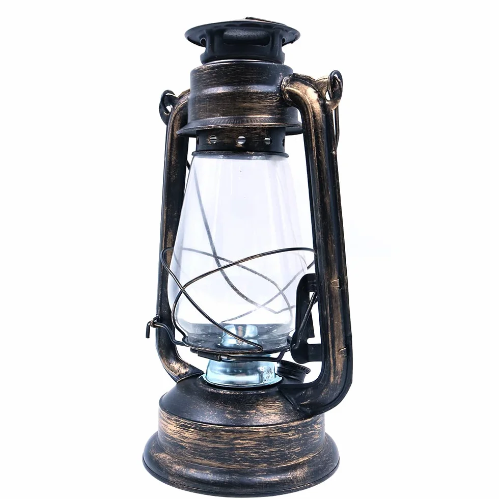 Lanterne Tempête Vintage 30 cm - Lampe à Huile Rétro - Kérosène Classique - Table pour Maison, Jardin, Camping - Citronnelle - Bronze