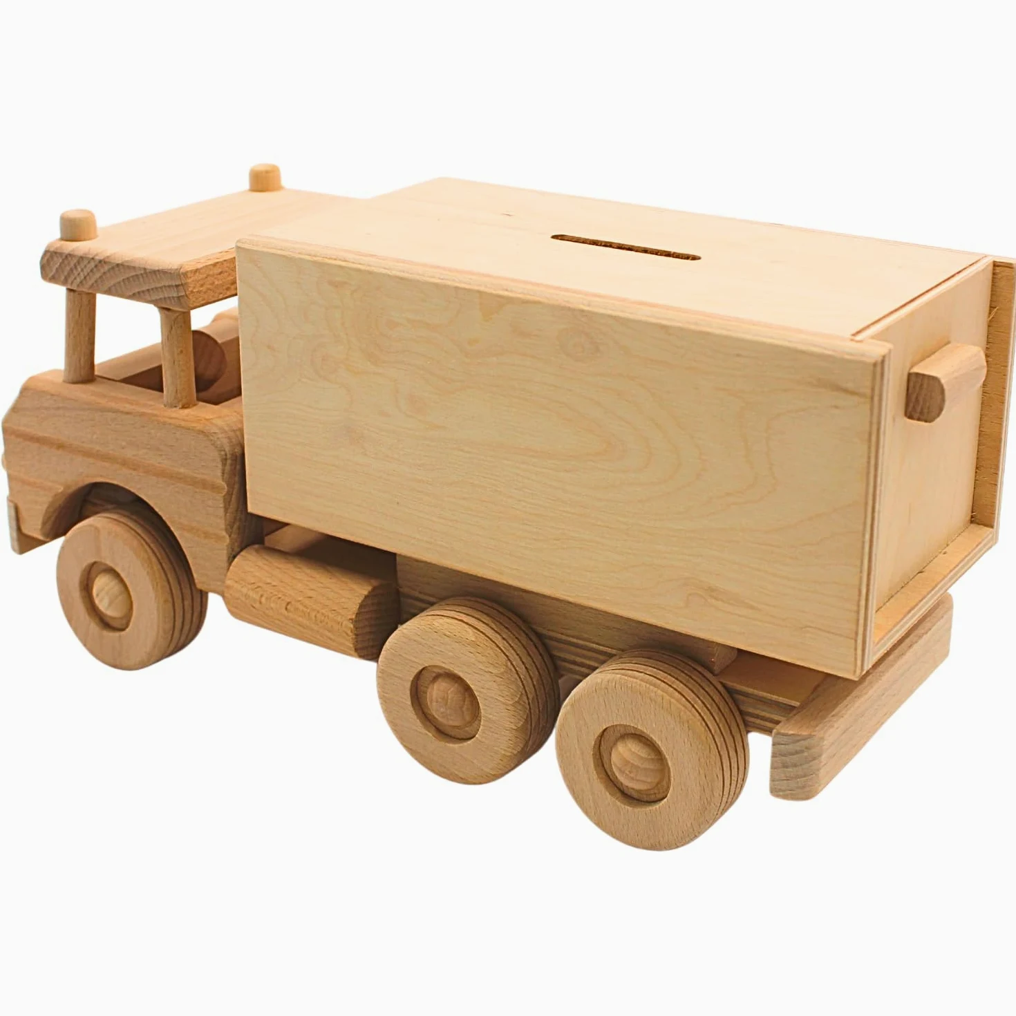 Dekohelden24 Tirelire en Bois Mobile Durable – Tirelire en Tant Que Camion XXL – Camion – Tirelire pour Enfants Camion – Grande Tirelire en Bois – Camion, L/l/H 30 x 11 x 15 cm.
