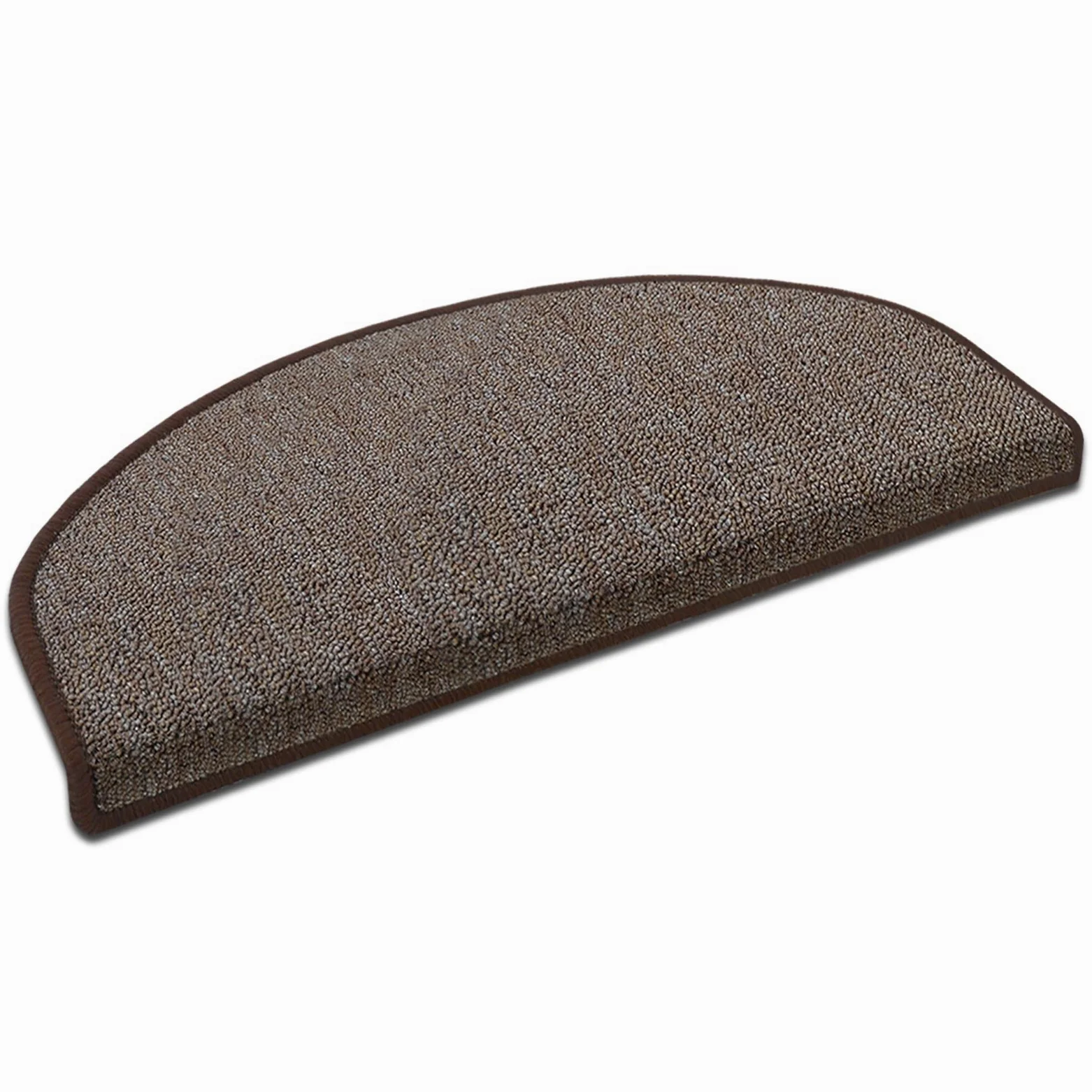 casa pura - Kit de 15 marchettes d'escalier Autocollantes - Tapis d'escalier Surface antidérapante - Nez de Marche Doux et Isolant phonétique - modèle London Demi-Lune 25x65 cm, Marron Clair