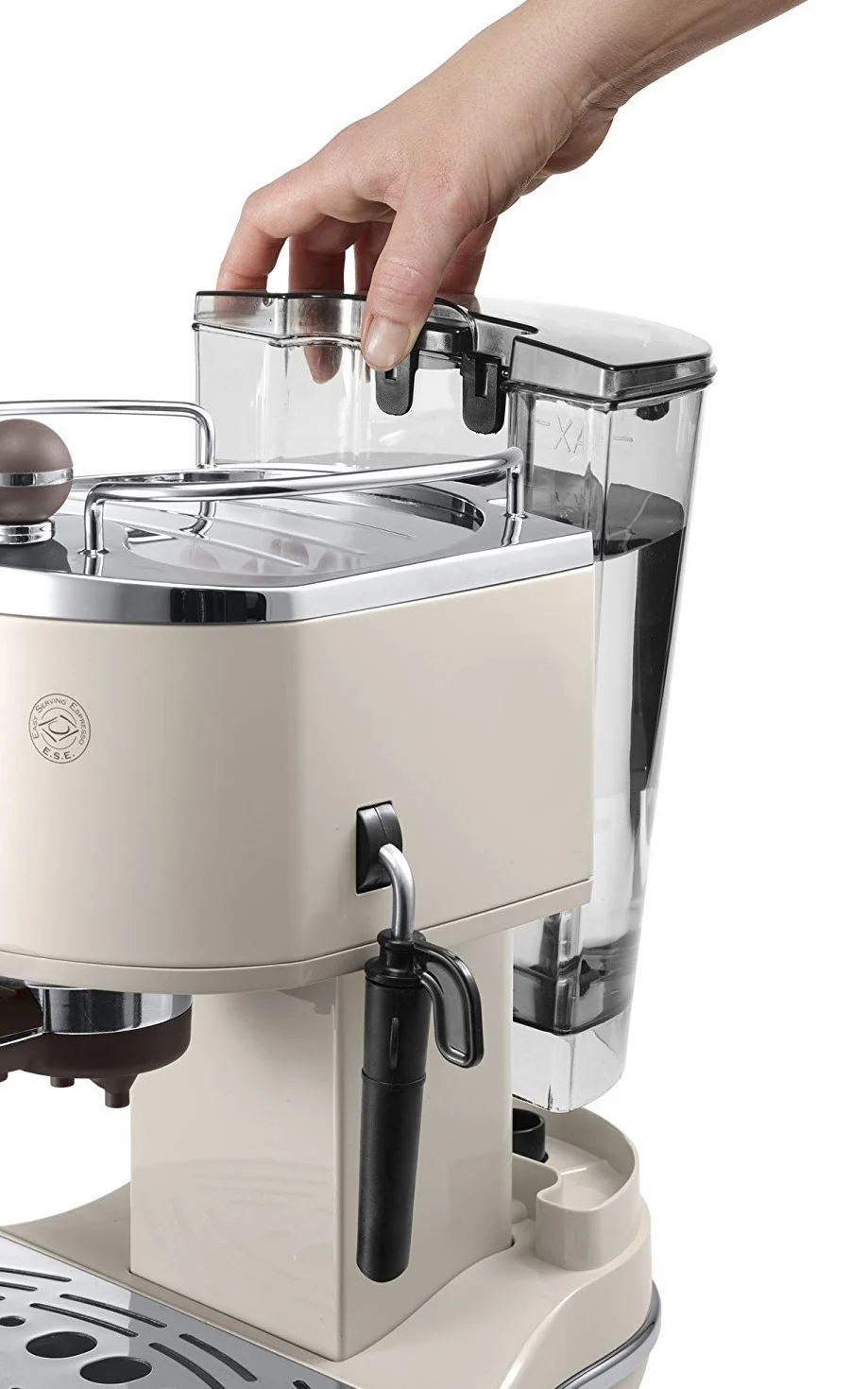 De'Longhi Vintage Icona Traditionnelle Barista Pompe Espresso Machine, Cafetière et Cappuccino, ECOV311BG, 1.4L, Crème