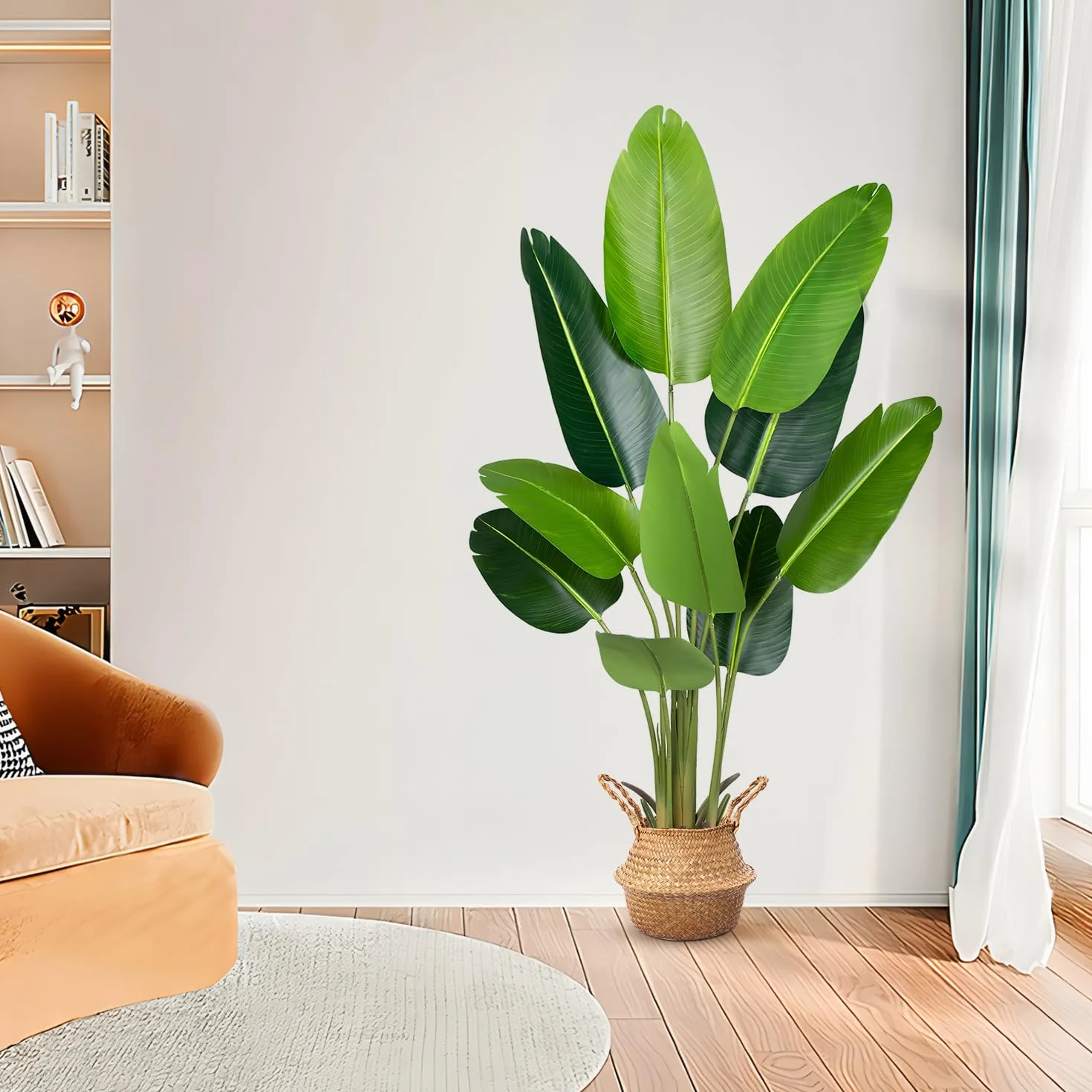 Plante Artificiel Oiseau de Paradis 160 cm, Palmier Tropical Artificiel avec 10 Feuilles, Plantes Artificielles en Pot pour Décoration Intérieur Extérieur, Salon, Bureau, Jardin, Cadeau