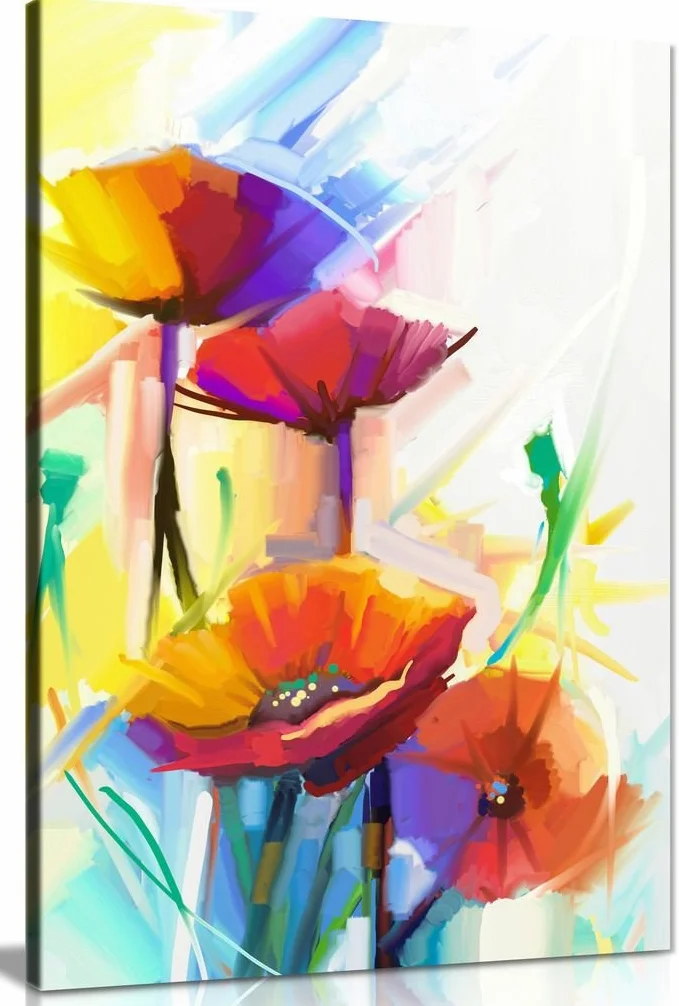 Peinture à l'huile abstraite de fleurs printanières sur toile Art mural Impression (76,2 x 50,8 cm)