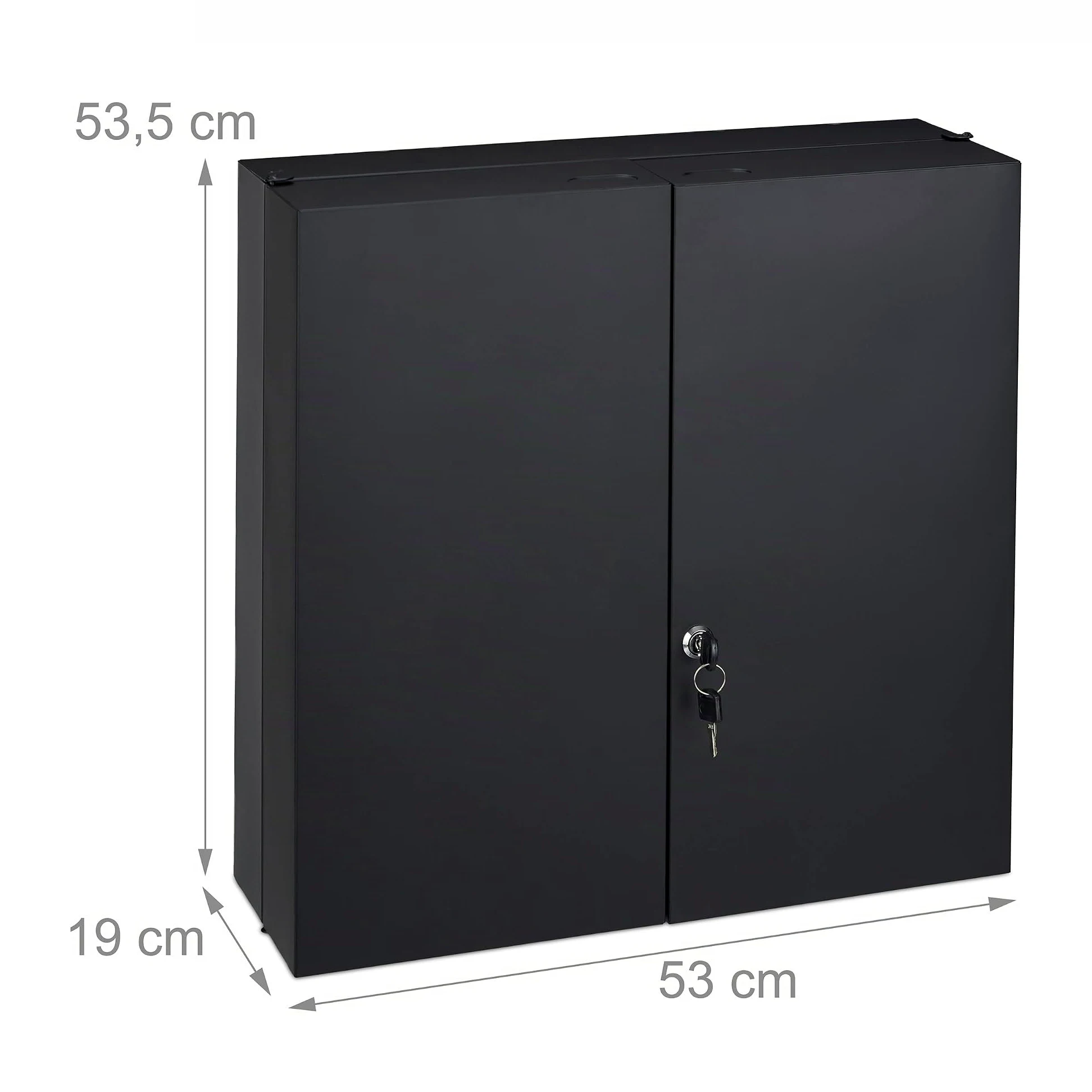 Relaxdays Armoire à Pharmacie XXL, verrouillable, 11 Niveaux, Acier, HLP: 53,5x53x19 cm, Armoire 2 Portes, Anthracite