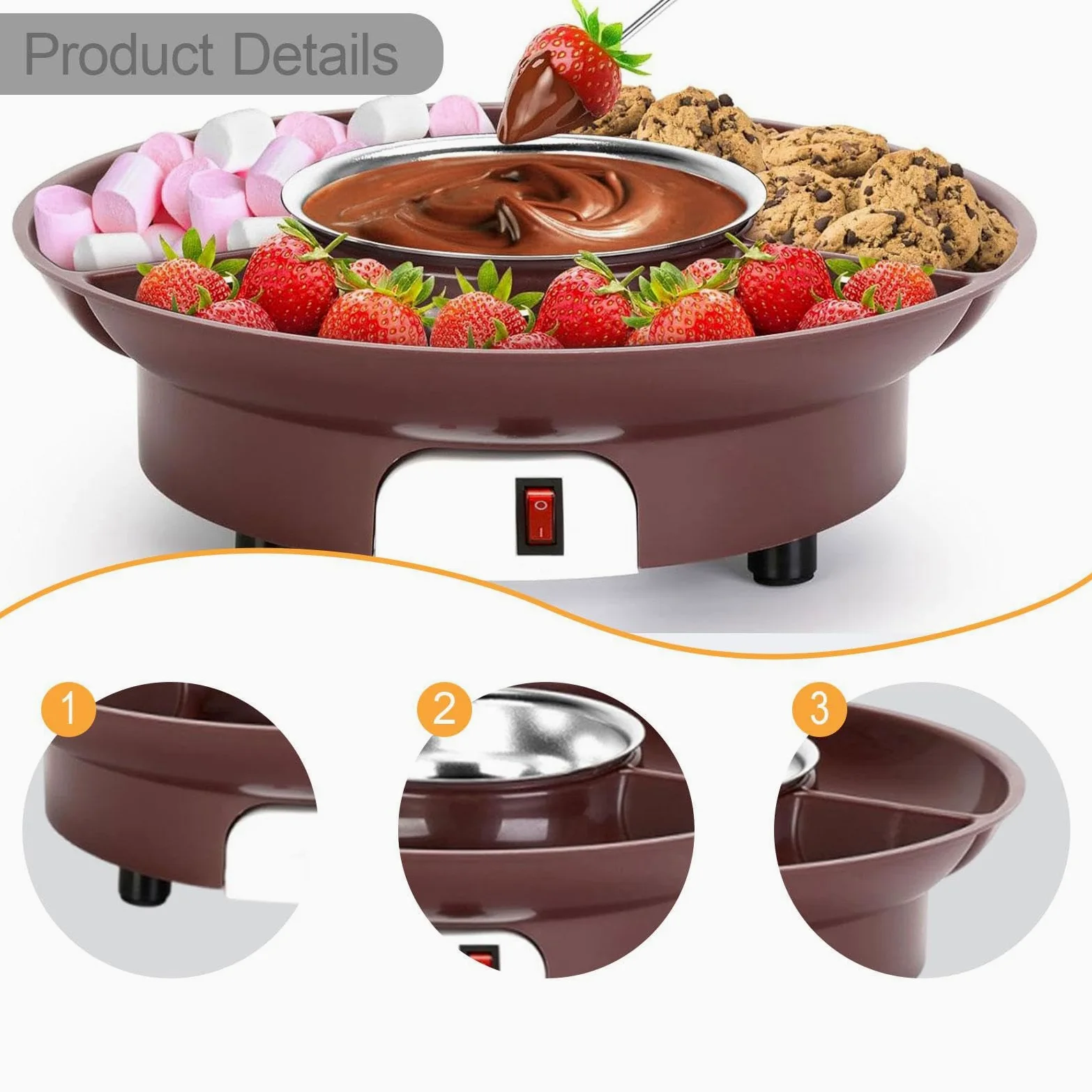 Pot à Fondue Au Chocolat Portable Électrique avec Plateau Détachable pour Fonte de Chocolat Beurre et Fromage Parfait pour Cadeaux et Soirées