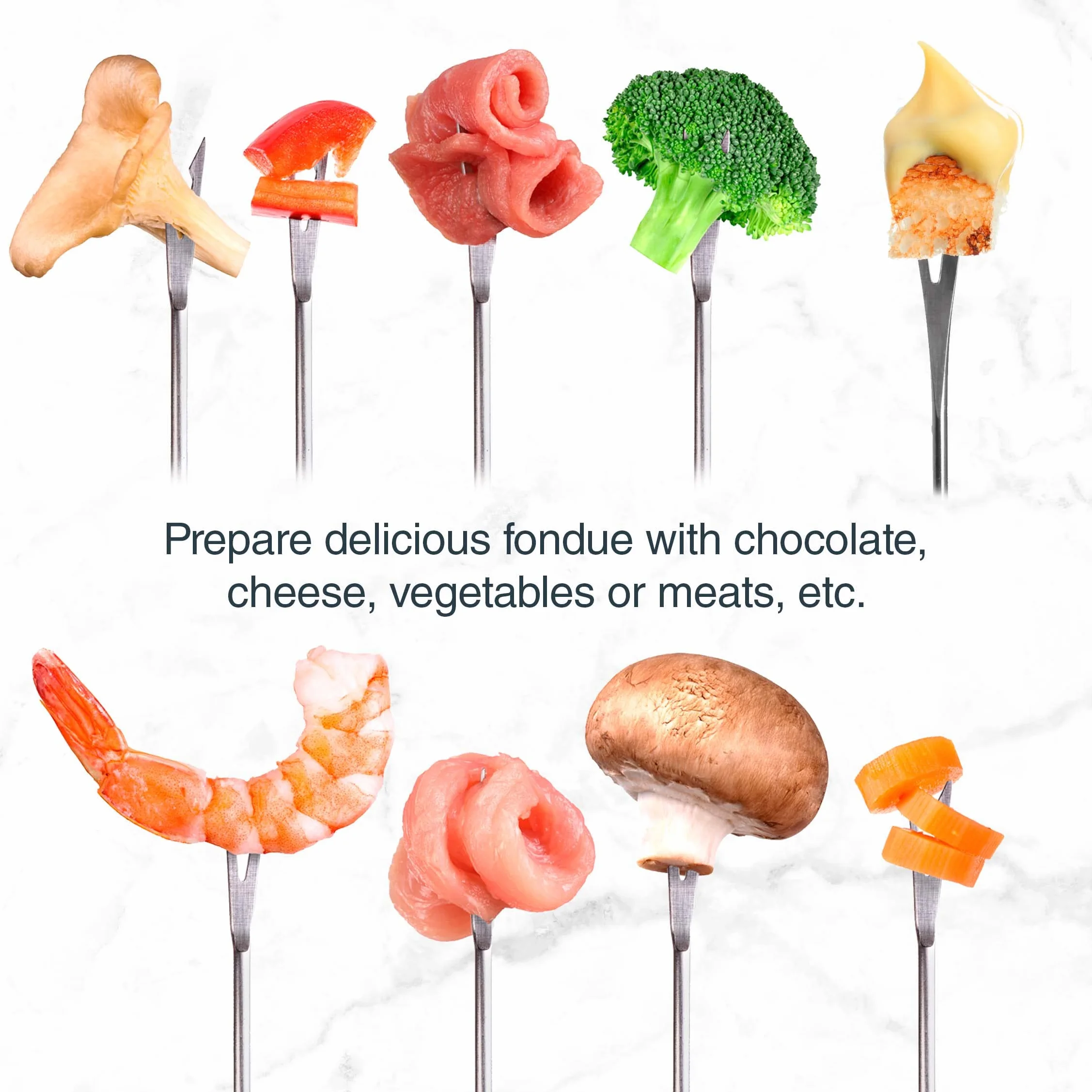 Lacor - 71711 - Service à fondue en fer forgé émaillé, support en fer avec base en bois, adapté à l'induction, 6 fourchettes Ø 16,5 x 10 cm (1,7 litres), Rouge