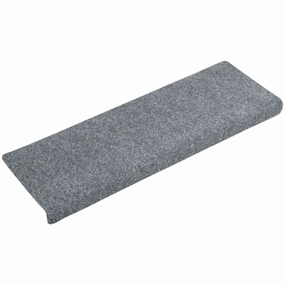 vidaXL Tapis d'escalier Autocollants 15 pièces 65 x 21 x 4 cm Gris Clair Bord rectangulaire