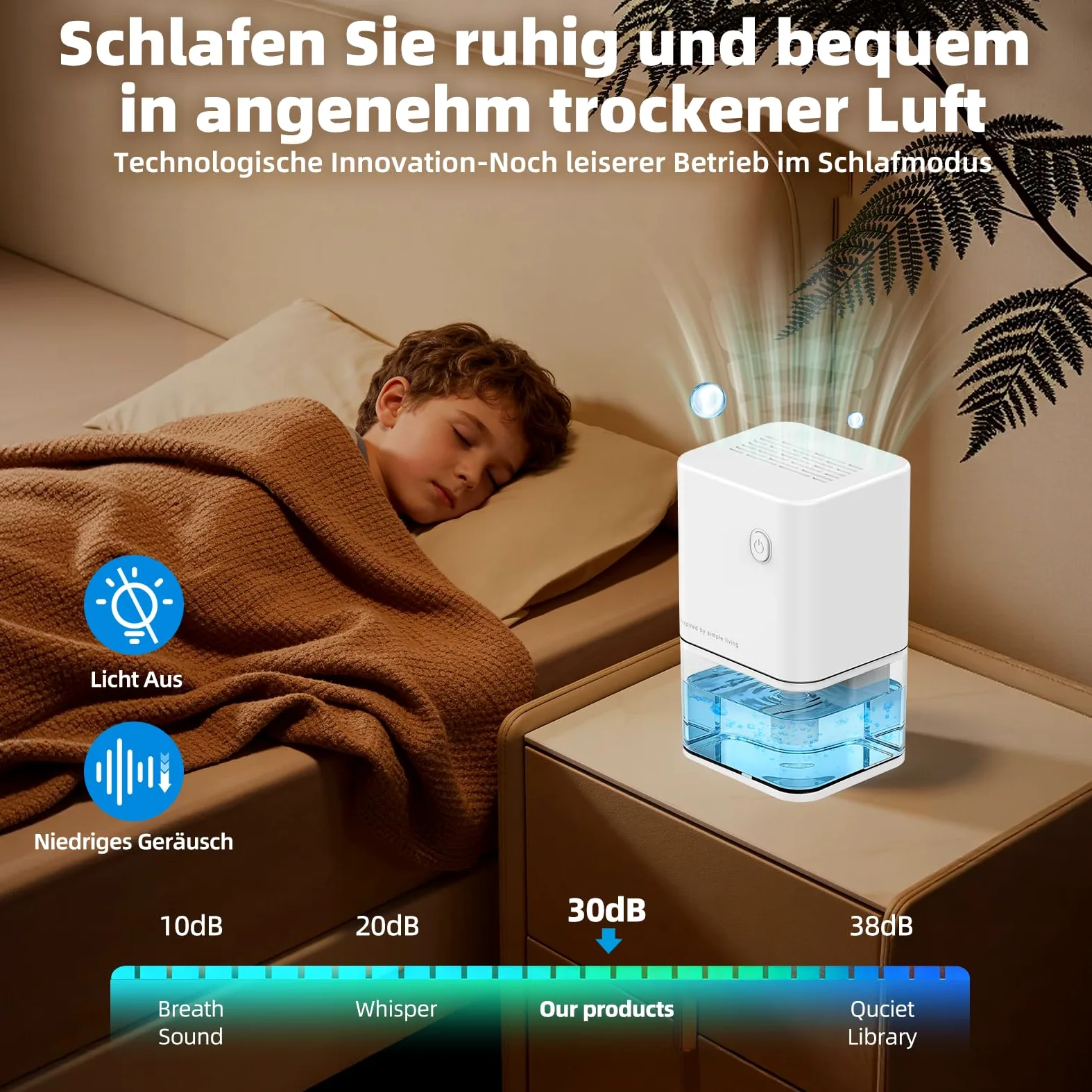 Deshumidificateur d Air Anti Moisissure 500ML, Éco Electrique Déshumidificateurs Maison Compact, Silencieux et Efficace avec Arrêt Automatique pour Petits Espaces, Chambre, Salle de Bain, Placard