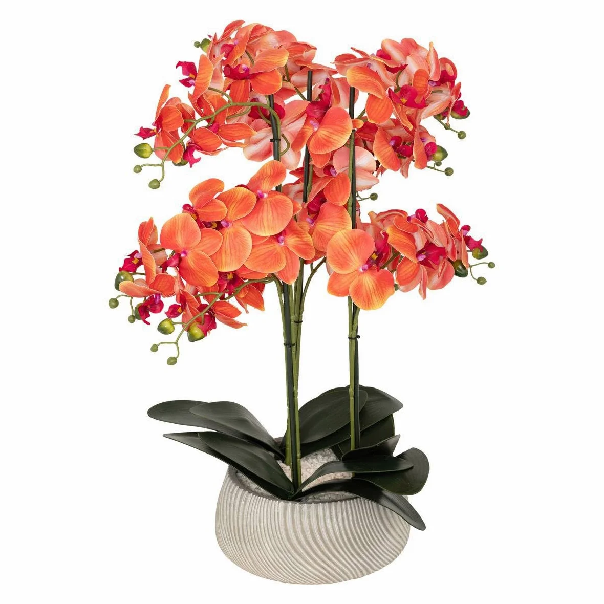 Atmosphera - Orchidée Artificielle en Pot Sanae Pot en Ciment Orange h65cm