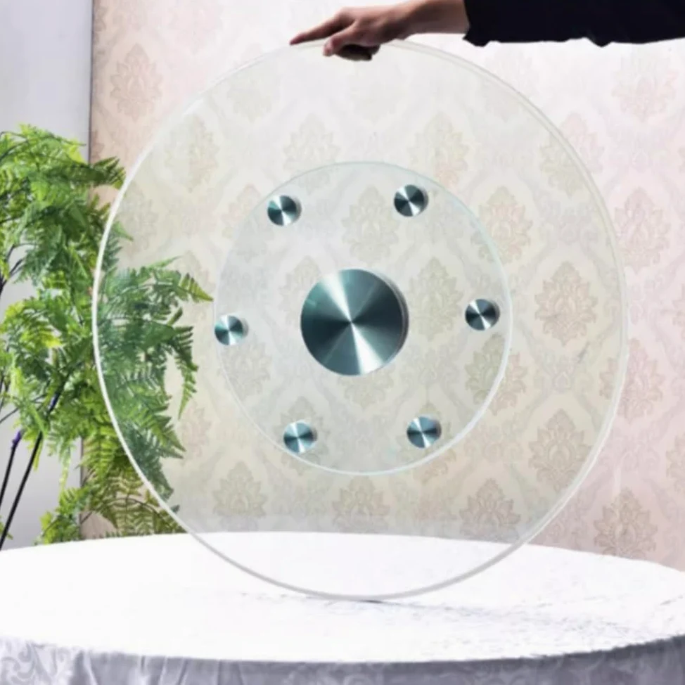 NILZA Tournant Verre Rotatif Plateau De Service pour Cuisine, 100cm Lazy Susan Grande Présentoir À Gateaux, Plateau Tournant avec Roulement Silencieux (Size : 100cm/40in)
