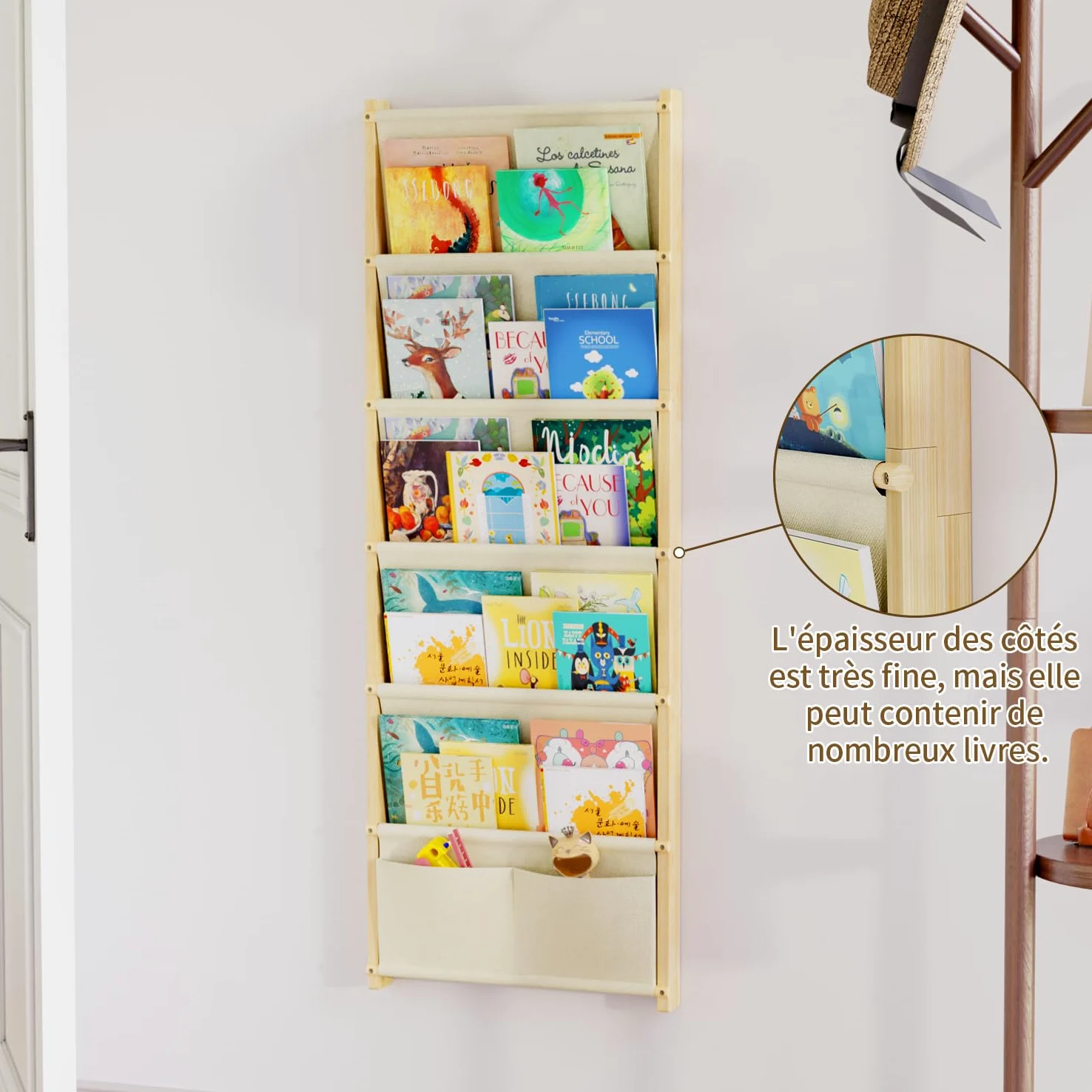 Étagère Murale en Bois pour Enfants, avec 6 Niveaux de Rangement, étagère Montessori pour Jouets, Chambre d'enfant, Chambre de bébé, Salle de Jeux, étagère de Rangement pour Livres d'enfants