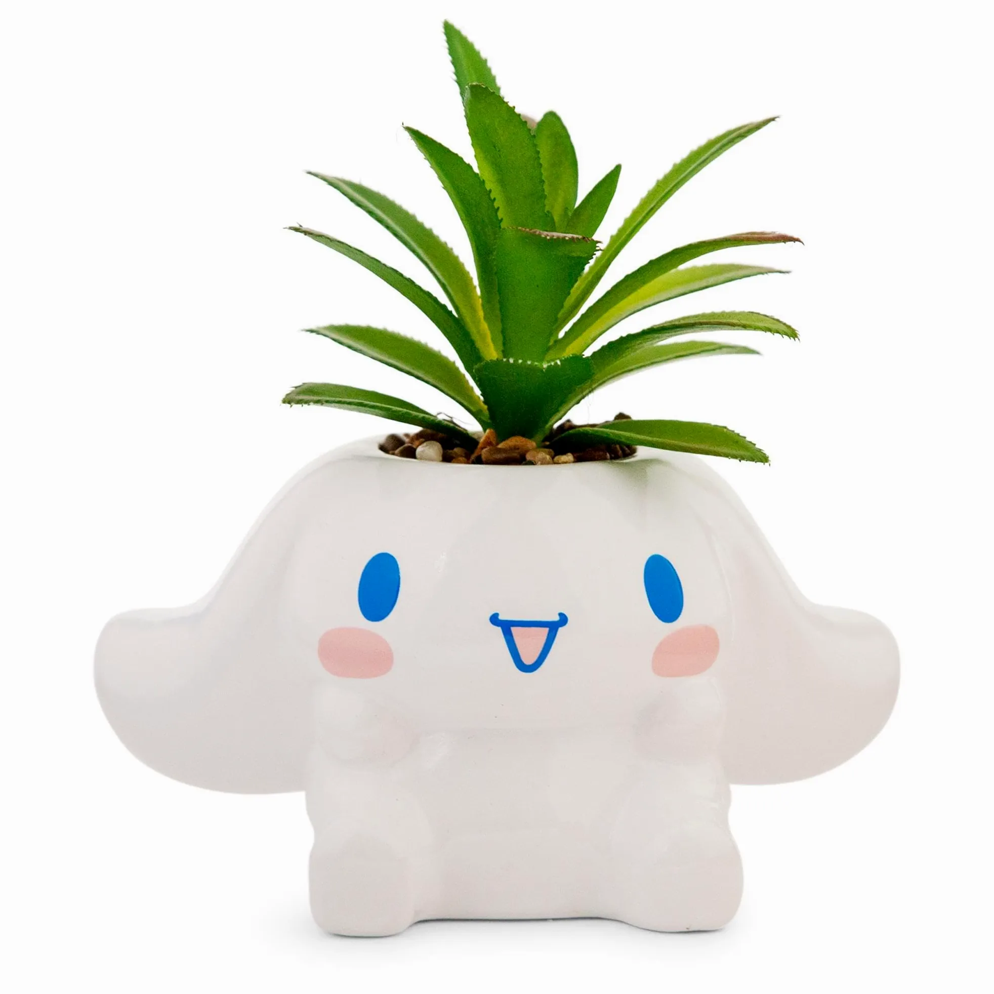 Sanrio Cinnamoroll Mini pot de fleurs sculpté en céramique avec plantes succulentes artificielles | Joli pot de fleurs, fausses plantes d'intérieur