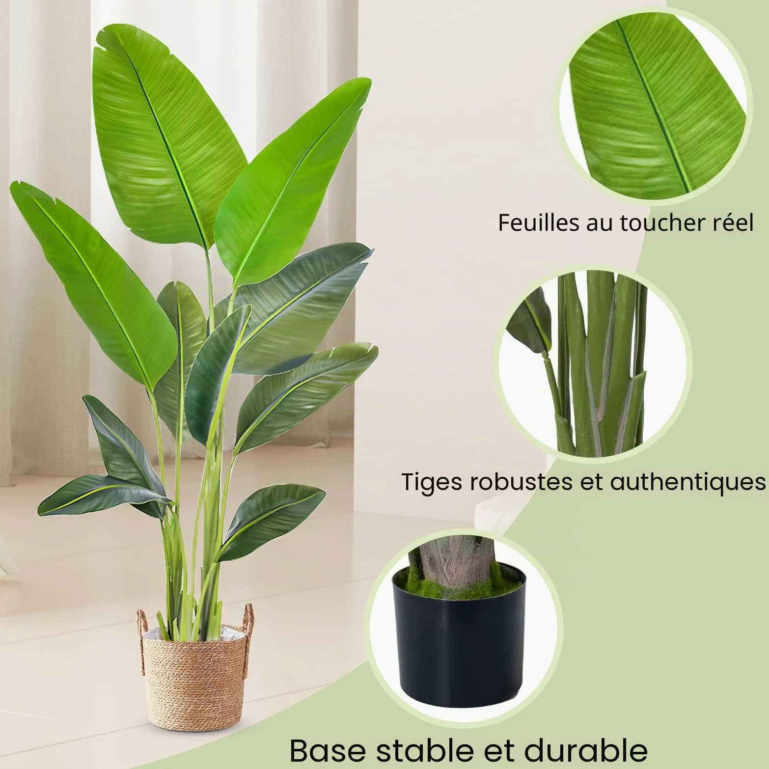 Grande plante artificielle 160 cm - Oiseau de paradis artificiel en pot - Fausses plantes - Plantes artificielles - Arbre artificiel - Palmier artificiel - Plante d'intérieur comme naturelle pour la