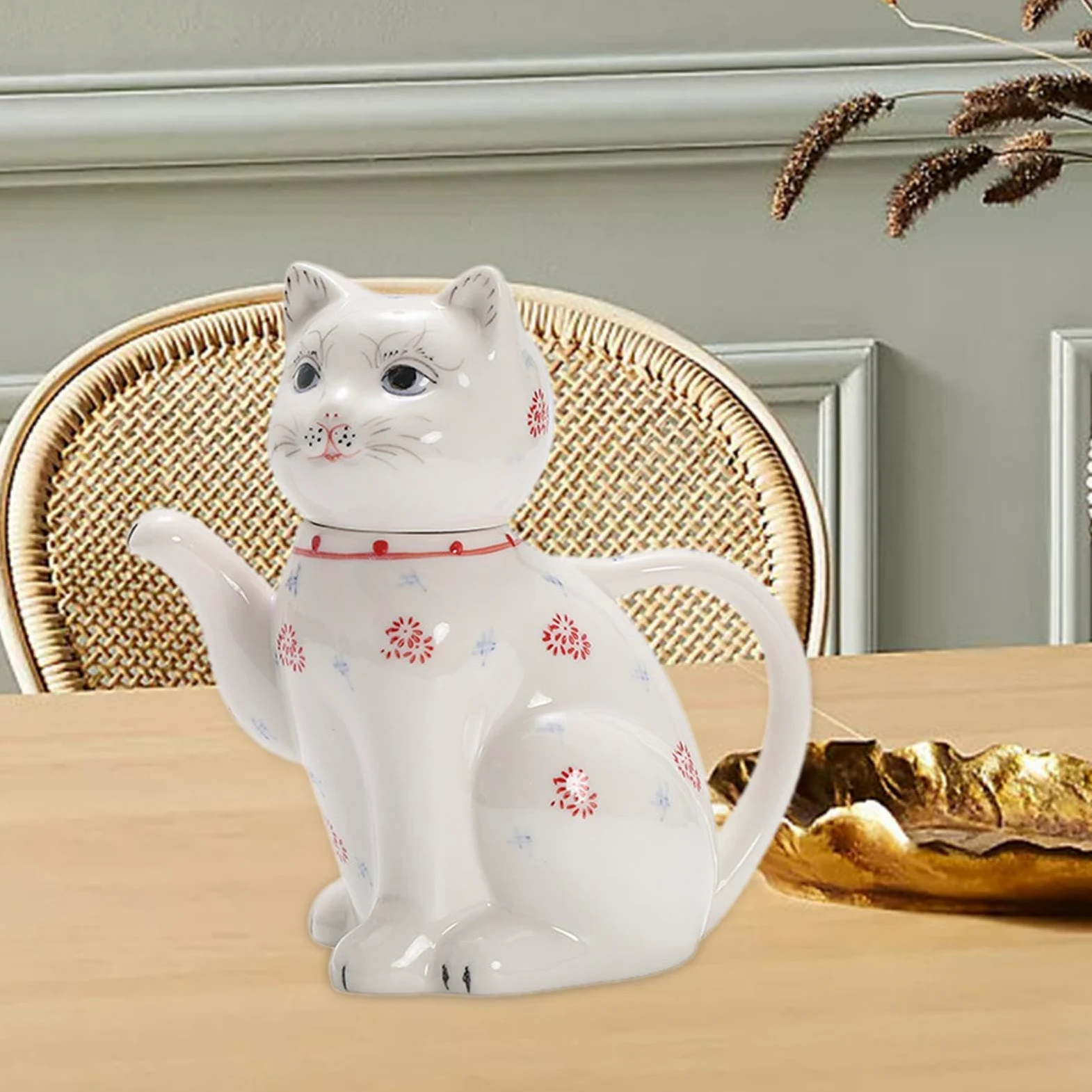 F Fityle Adorable théière en forme de chat, pichet à thé, réutilisable, robuste, en céramique, pour Restaurant, eau froide, café,