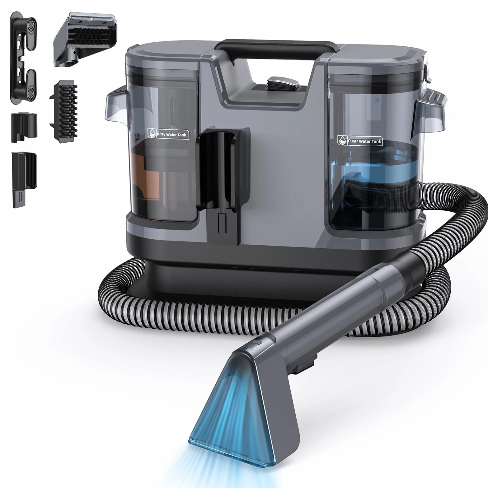 Lubluelu Shampouineuse Canapé Injecteur-Extracteur 600 W, 18 kPa – Nettoyeur Tapis et Moquettes Portable avec Fonction Auto-Nettoyante, Long Tuyau pour Canapés, Tapis et Intérieur de Voiture