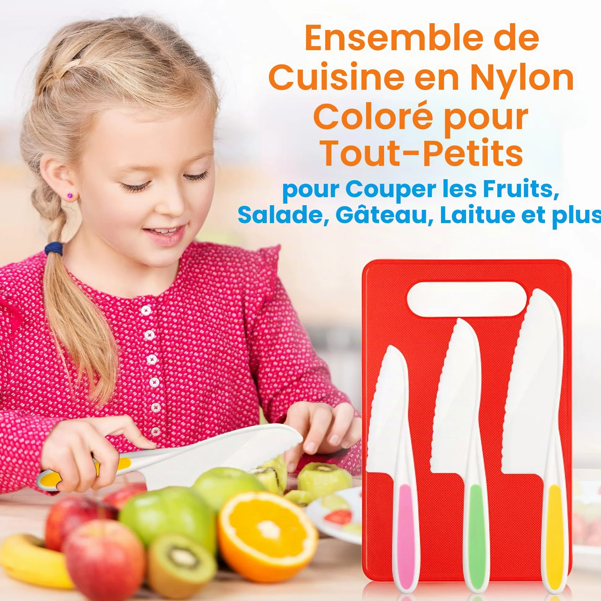 NutriChef Kit Cuisine Enfant et Pâtisserie – Set Complet avec Tablier Little Chef, Livre de Recettes, Couteaux Nylon et Ustensiles, dès 4 Ans