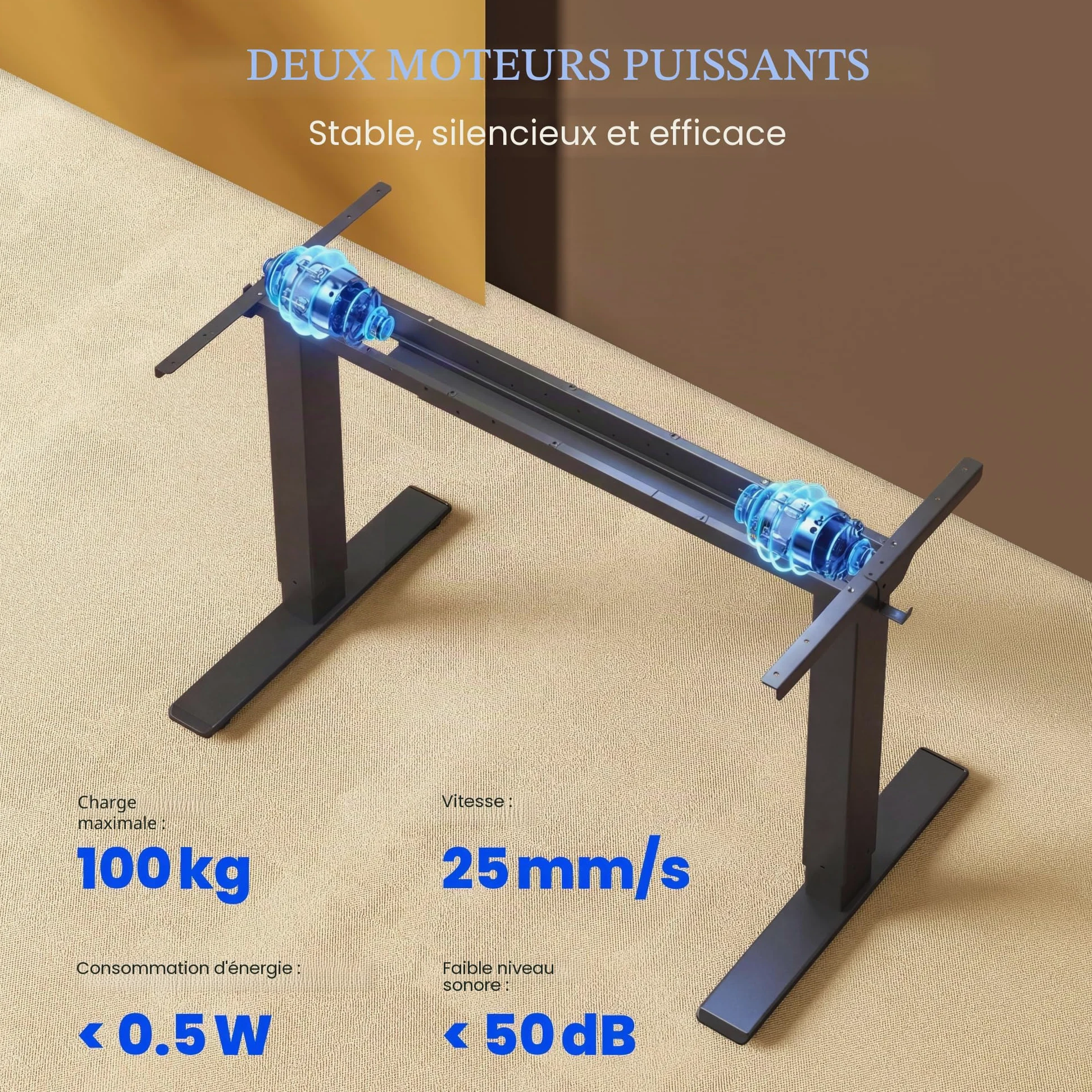 FlexiSpot Bureau Assis Debout Électrique à 2 Moteurs Charge 100kg, Bureau Réglable en Hauteur en Acier avec Panneau Smart à Fonctions Mémoires, Système Anti-collision, Cadre en Noir