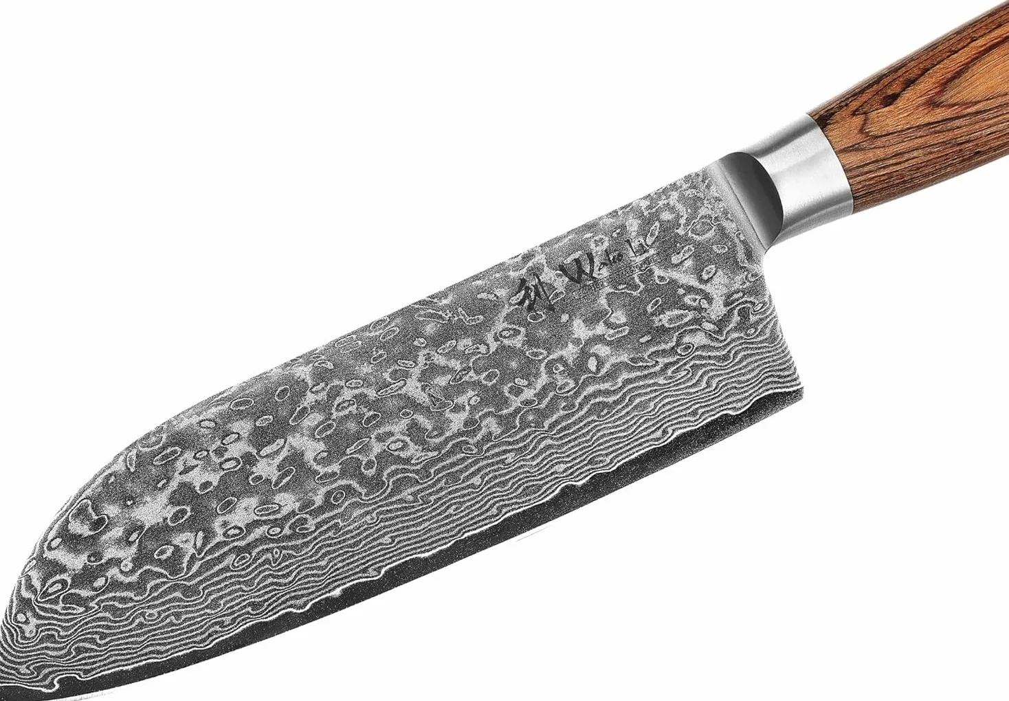 WAKOLI Edib Pro Couteau de cuisine chinois avec lame tranchante de 17,50cm en acier damassé fabriquée en 67 couches avec noyau VG10 I Couteau damas cuisine professionnel I Manche en bois de pakka