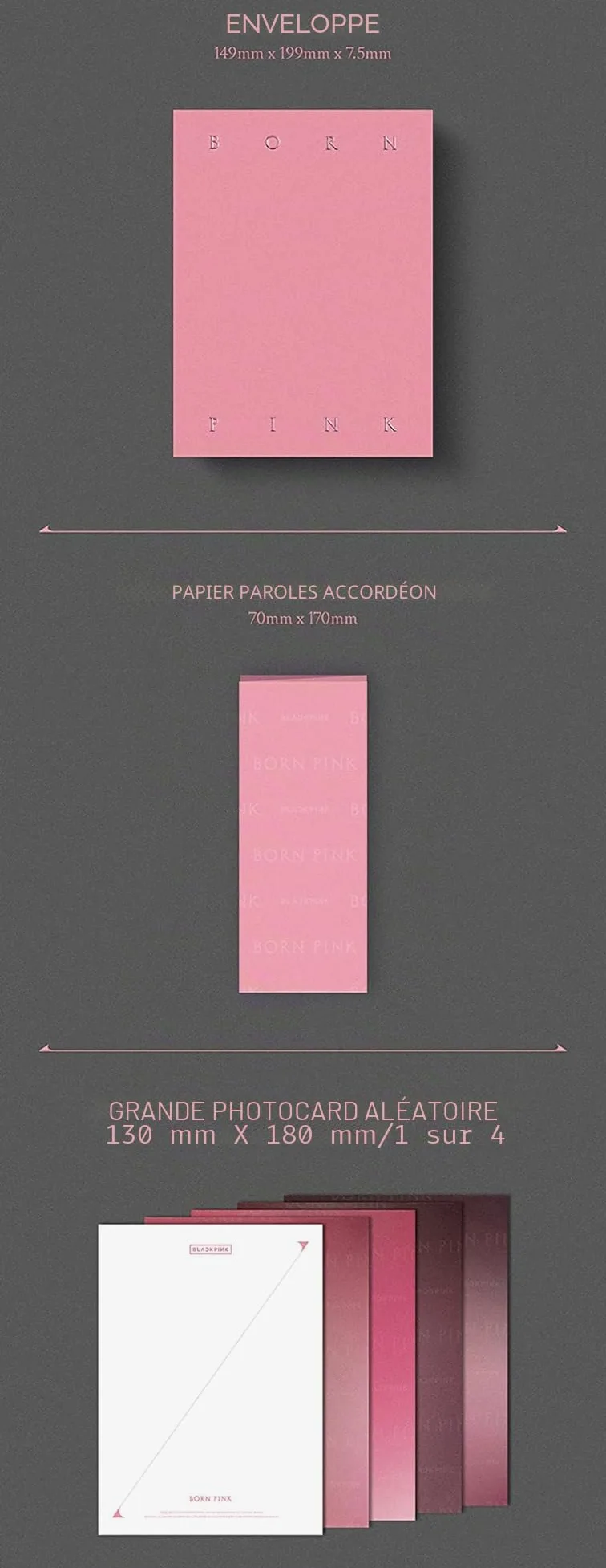 DREAMUS Blackpink : Born Pink Box Set Ver. [Version rose] 2ème album CD + grande carte photo + film instantané + livre photo + enveloppe + papier paroles + carte photo selfie + (5 cartes photos extra